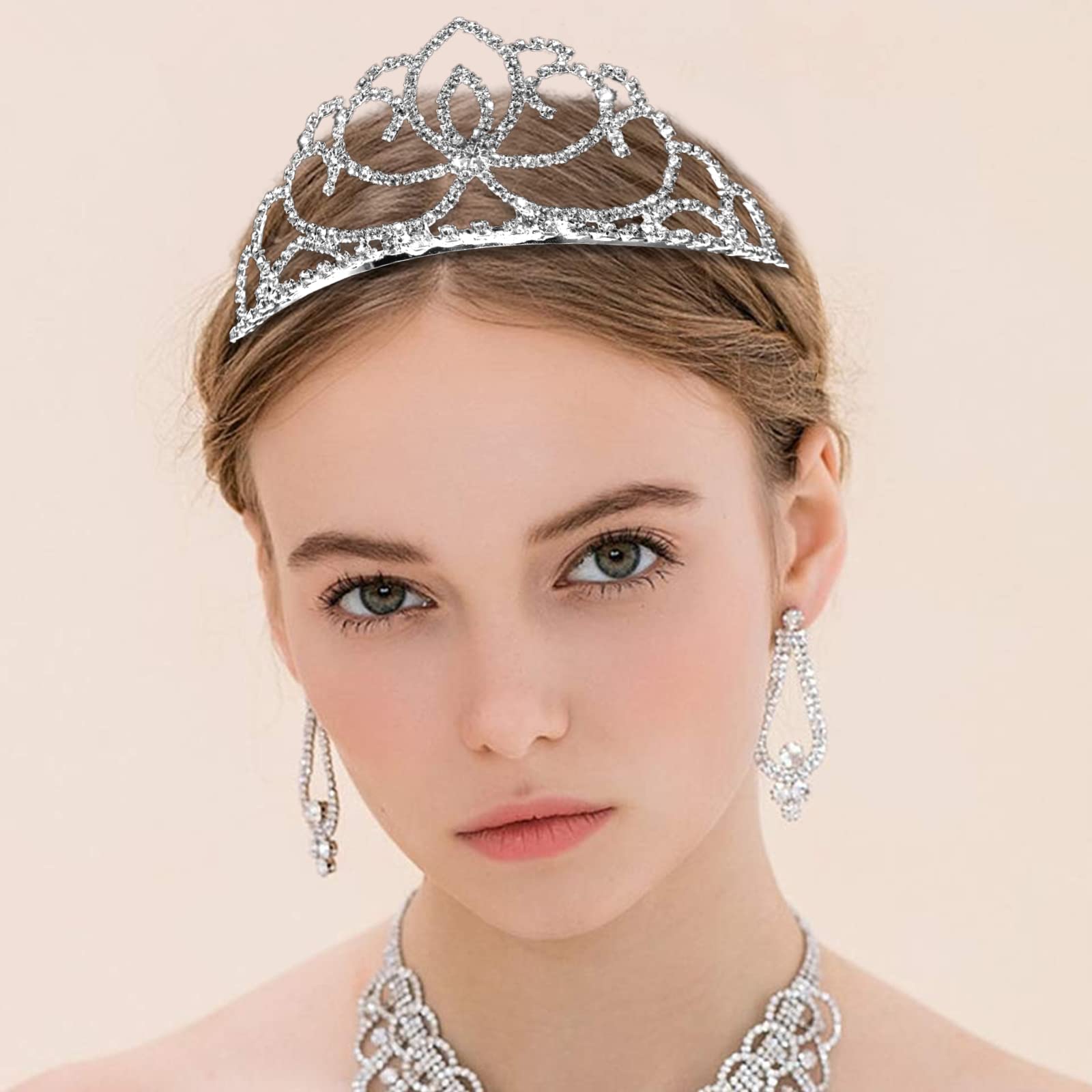 ZOCONE 2-Pack Crystal Rhinestone Bridal Tiara Set - Elegant Wedding Crown & Princess Headpiece for Women, Flower Girls, Bridesmaids - Silver Hair Accessories with Comb | Perfect for Weddings, Birthday Parties, Prom, Pageants & Special Occasions