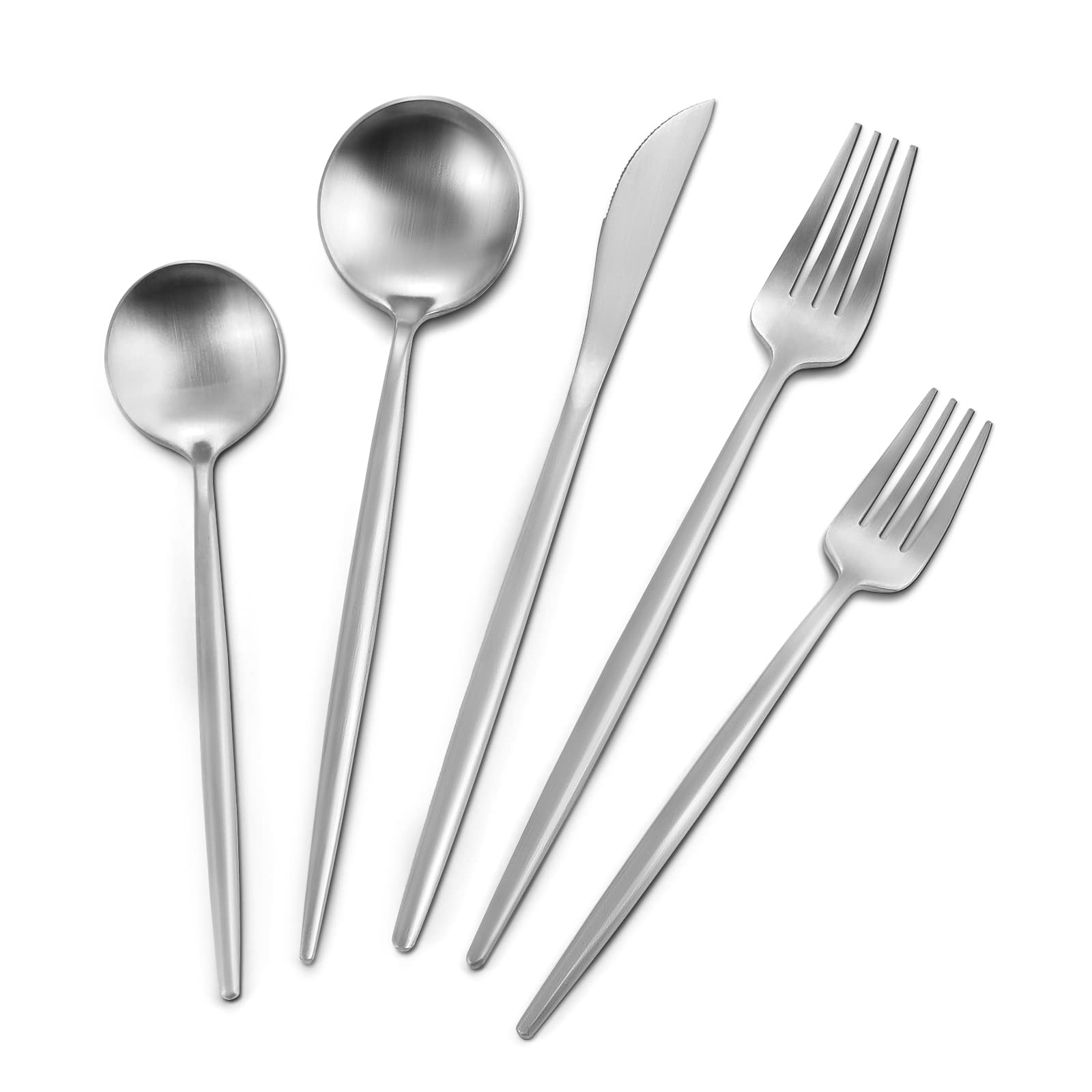 Premium 20-Piece Stainless Steel Flatware Set for 4 - Matte Silver Cutlery Set with Satin Finish | Dishwasher Safe Kitchen Utensils | Elegant Tableware for Dining, Entertaining & Everyday Use