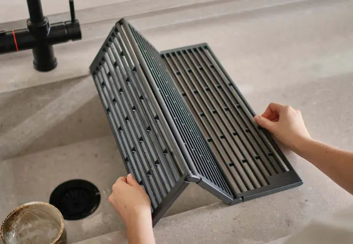 Foldable Grey Sink Drainer - Space Saving Dish Drying Rack for Kitchen Countertops | Perfect for Small Apartments & RVs
