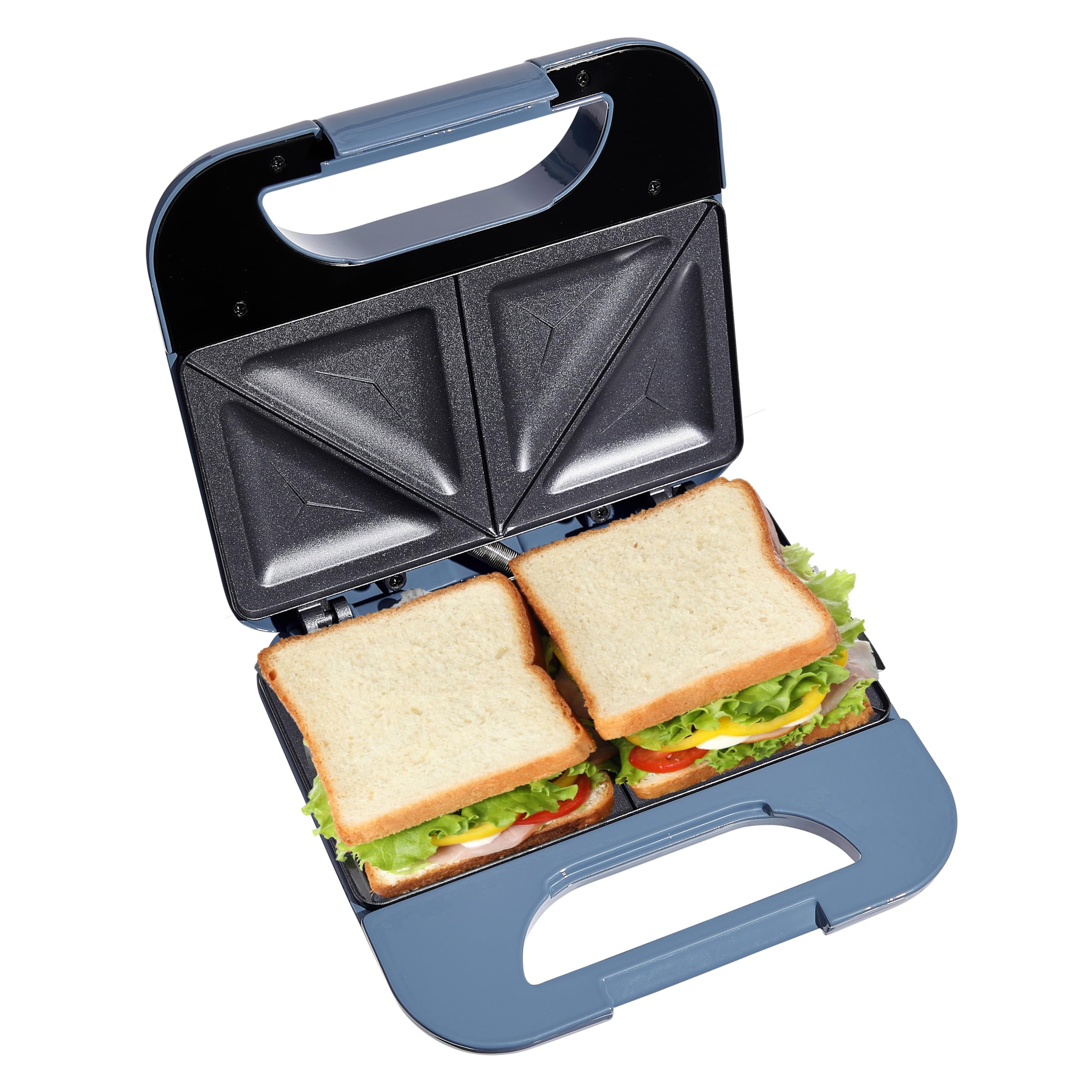 750W Non-Stick Sandwich Maker with Cool Touch & Skid-Resistant Feet - Easy to Clean Electric Panini Press for Breakfast, Lunch & Snacks - Perfect for Homes, Dorms & Offices (Navy Blue)