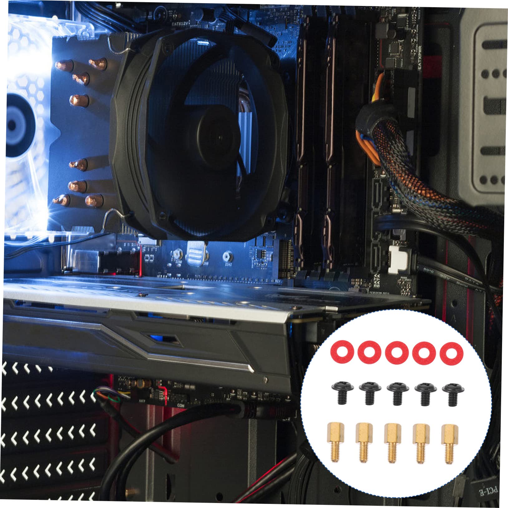 Housoutil Computer Case Motherboard Screws Kit - M3 Copper Standoffs, Insulation Washers & Mounting Hardware for PC Builds | Perfect for DIY Computer Assembly, Gaming Rigs & Workstation Setups