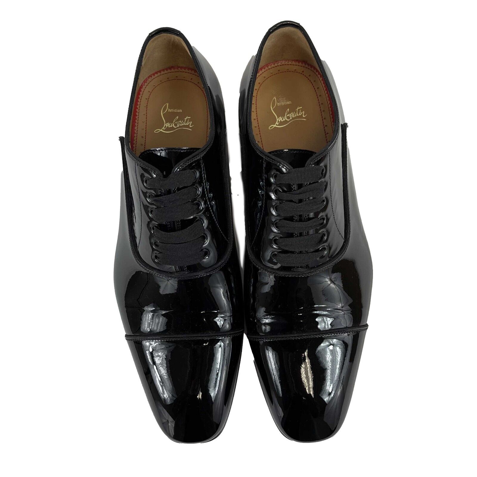 Christian Louboutin Greggo Flat Patent Tuxedo Shoe for Men - Size 42 US 9 - Black Formal Dress Shoes - Brand New with Original Box - Perfect for Weddings, Galas & Black Tie Events