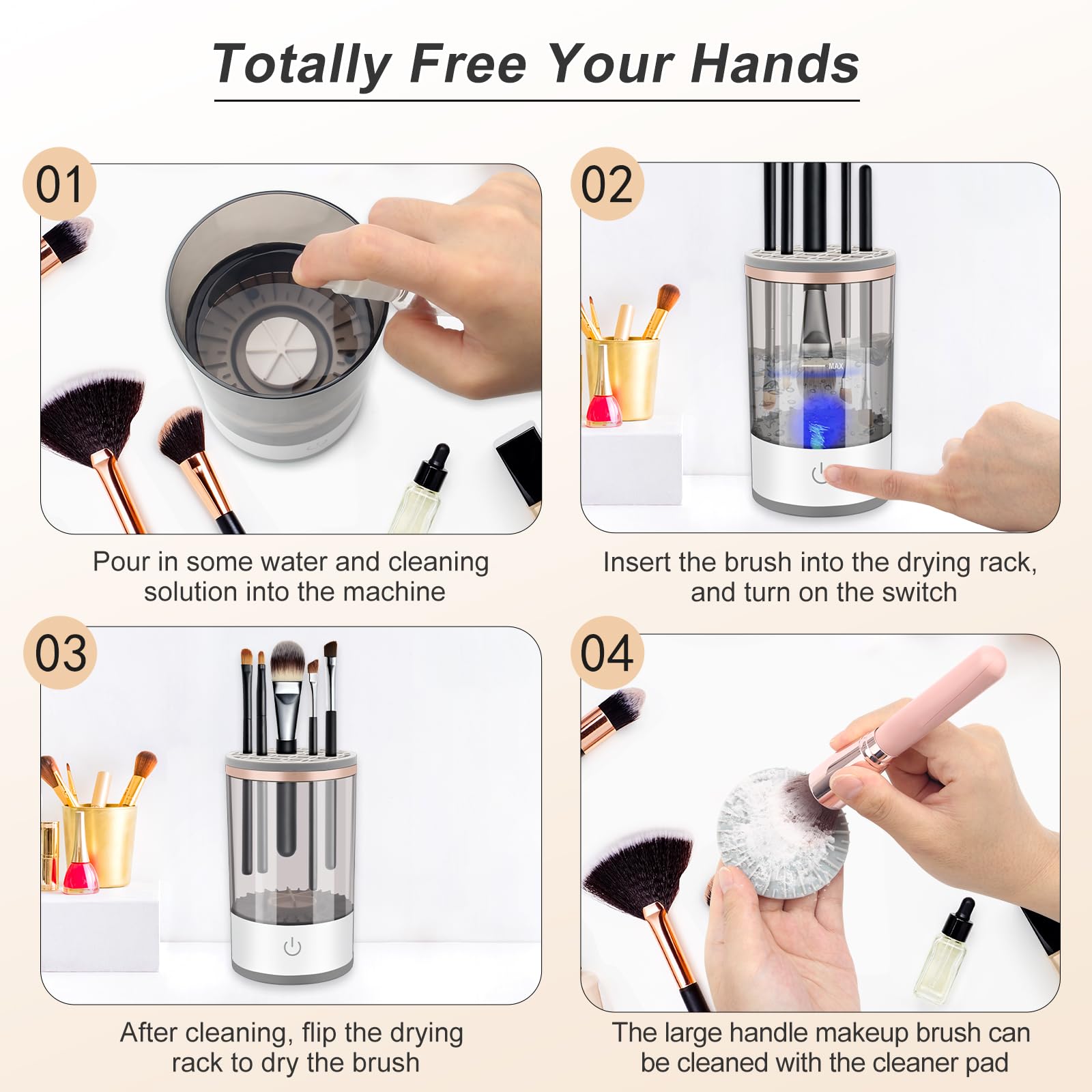 Upgraded Automatic Electric Makeup Brush Cleaner Machine - Silicone Beauty Blender & Brush Washer for Professional Cosmetic Tools | Perfect for Home Salon, Makeup Artists & Travel Kit Organization