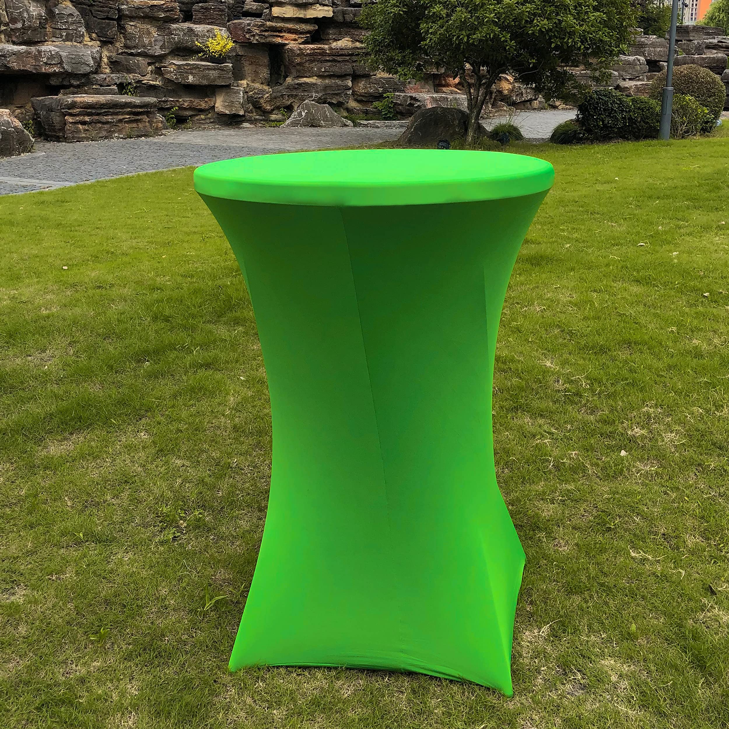 4 Pack Stretchable Spandex Cocktail Tablecloth - 36 x 43 Inch Elastic Fitted Round Table Cover for Banquet, Bar, Party & Events (Green) - Perfect for Wedding Receptions, Birthday Parties & Outdoor Gatherings