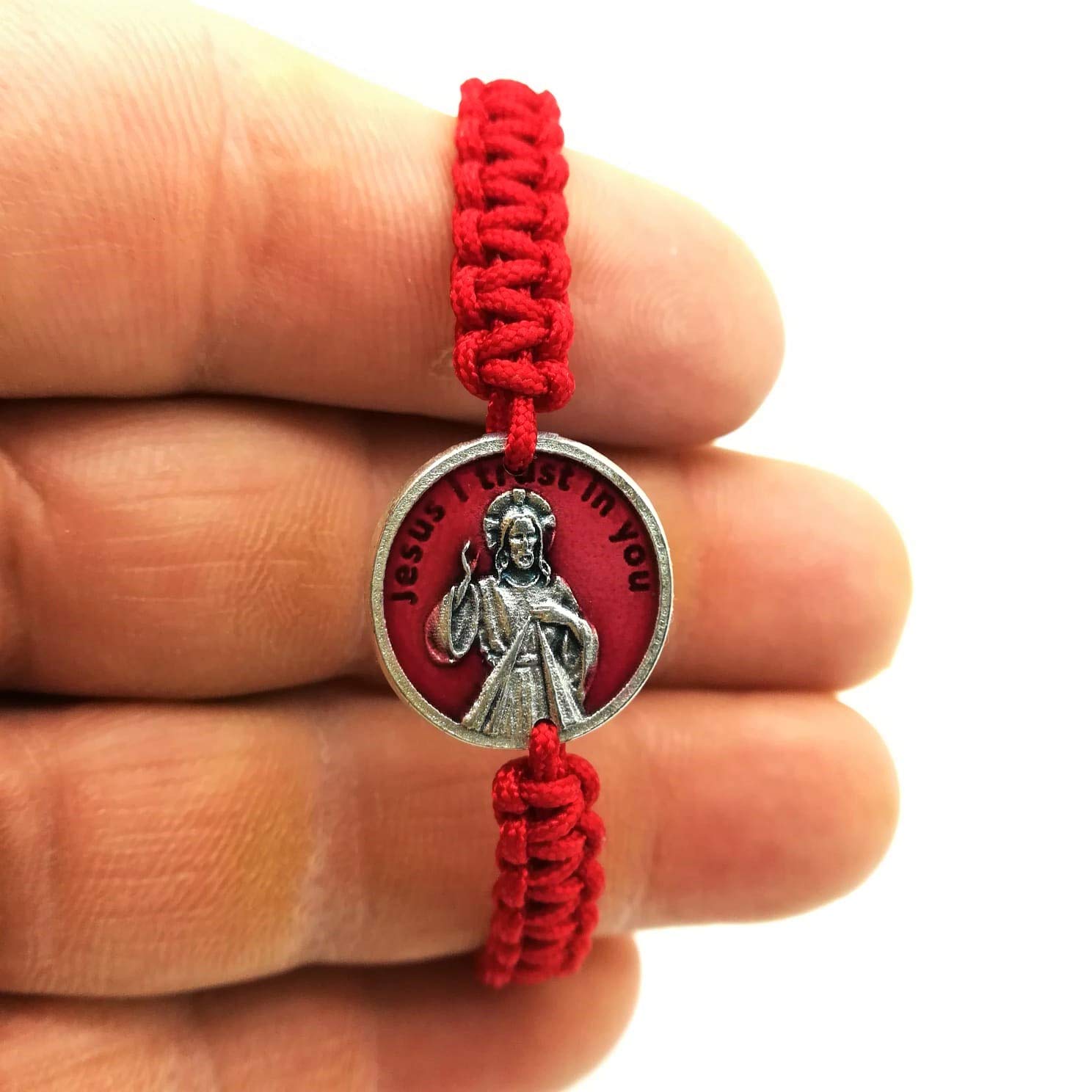 Adjustable Cord Religious Bracelets with Catholic Saint Medals - Christian Gift for Women (Divine Mercy) - Perfect for Baptism, First Communion & Daily Faith Inspiration