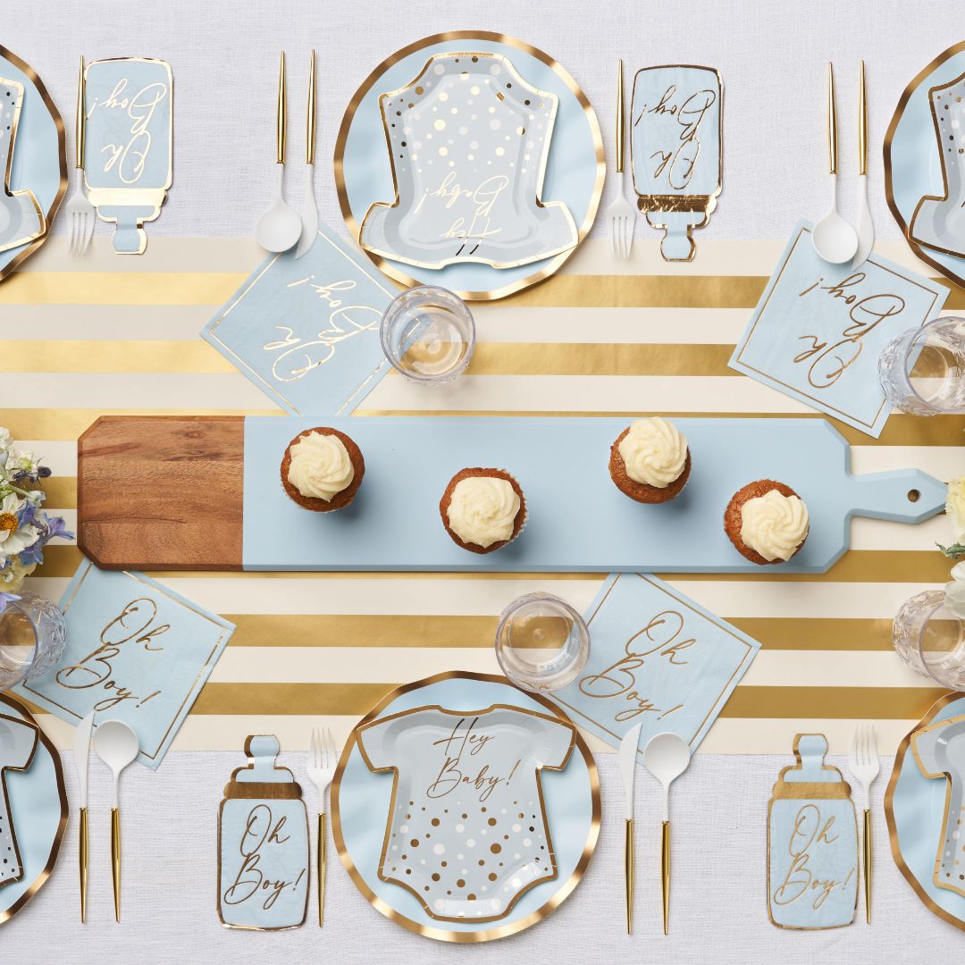 Hey Baby Blue Table Setting - Elegant Dinnerware Set for Baby Showers, Bridal Parties & Special Occasions | Perfect for Celebrations & Home Decor