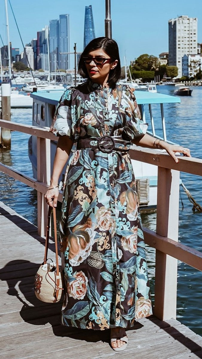 Hedley Maxi Dress in Noir - Elegant Long Flowy Dress for Women, Perfect for Parties, Weddings & Evening Events