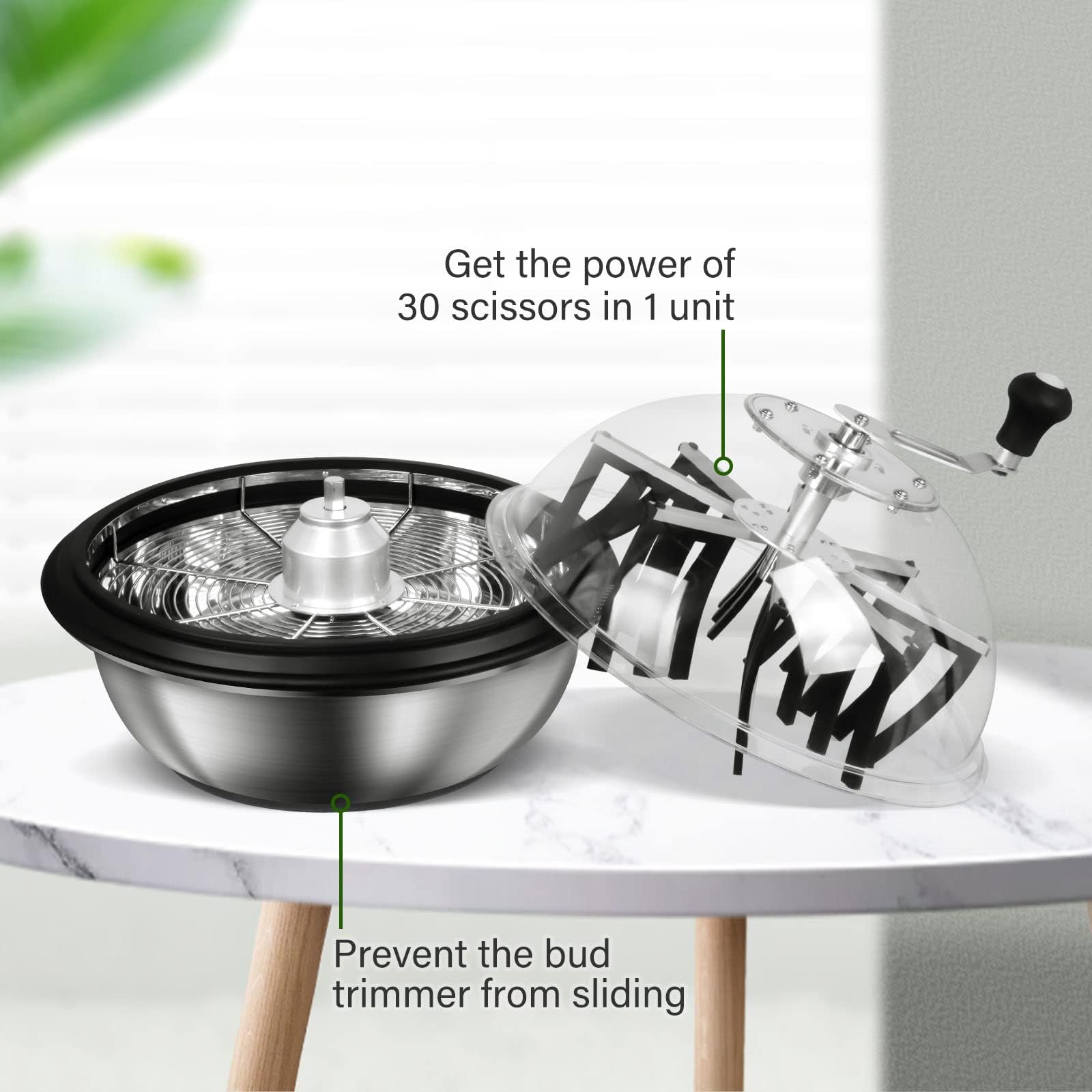 iPower 19 Inch Automatic Bud Leaf Bowl Trimmer - Electric Spin Cutter for Flowers & Plants with Sharp Stainless Steel Blades, Clear Dome Cover & 6.5