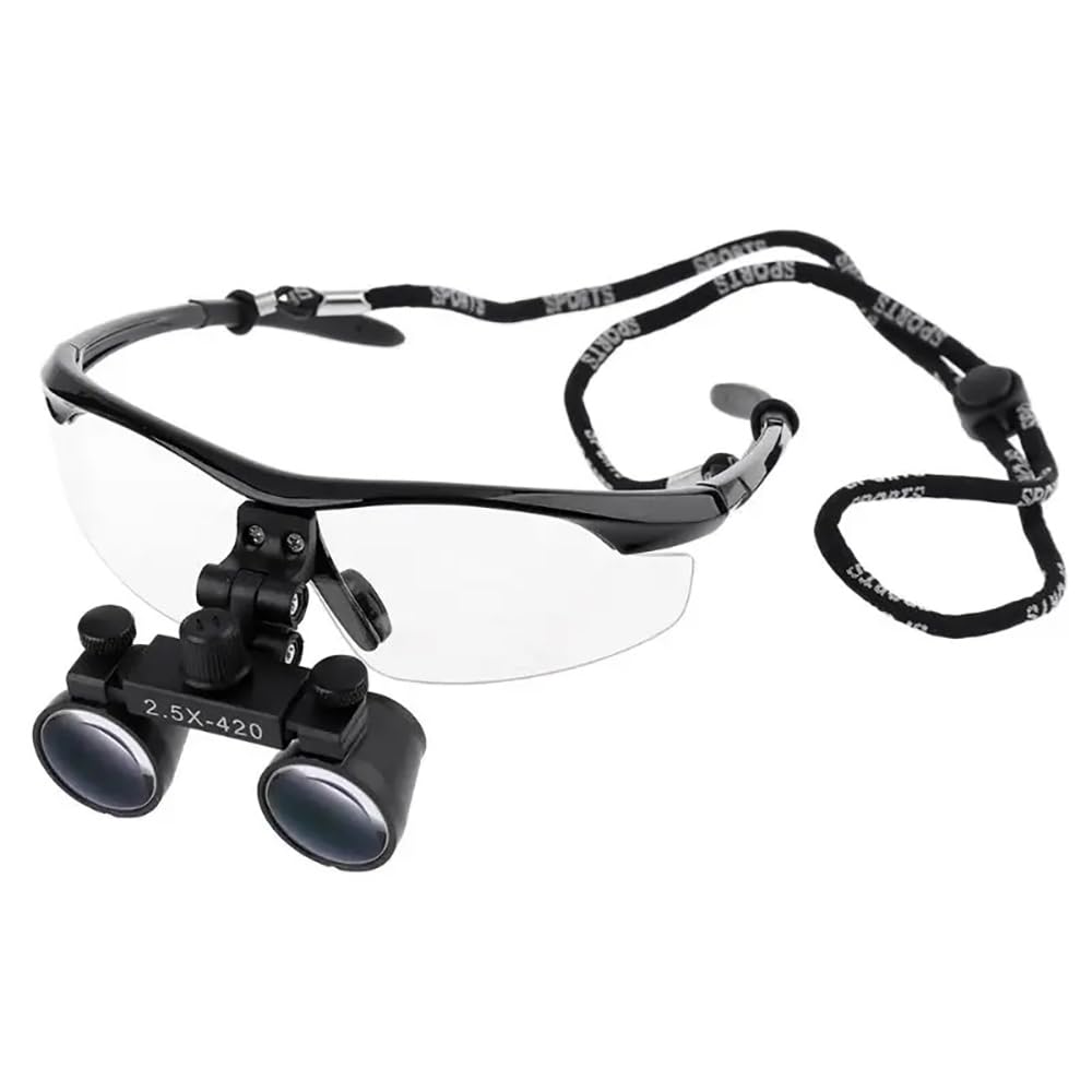 2.5X/3.5X Binocular Dental Loupes Magnifying Glasses with 5W LED Headlight Lamp - Professional Medical Magnifier with Filter & Protective Carry Case (Black, 2.5X) - Perfect for Dentists, Surgeons & Jewelry Repair