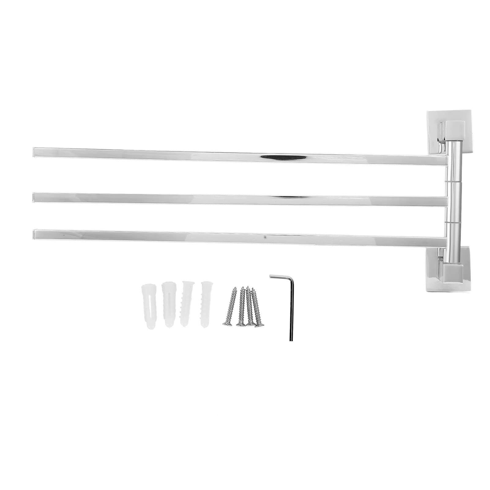 Stainless Steel 180° Rotatable Bathroom Towel Rack - Chrome Plated Wall-Mounted 3-Rod Holder for Towels, Bathrobes & Kitchen Storage | Durable Space-Saving Organizer for Home, Hotel & Wine Rack Use