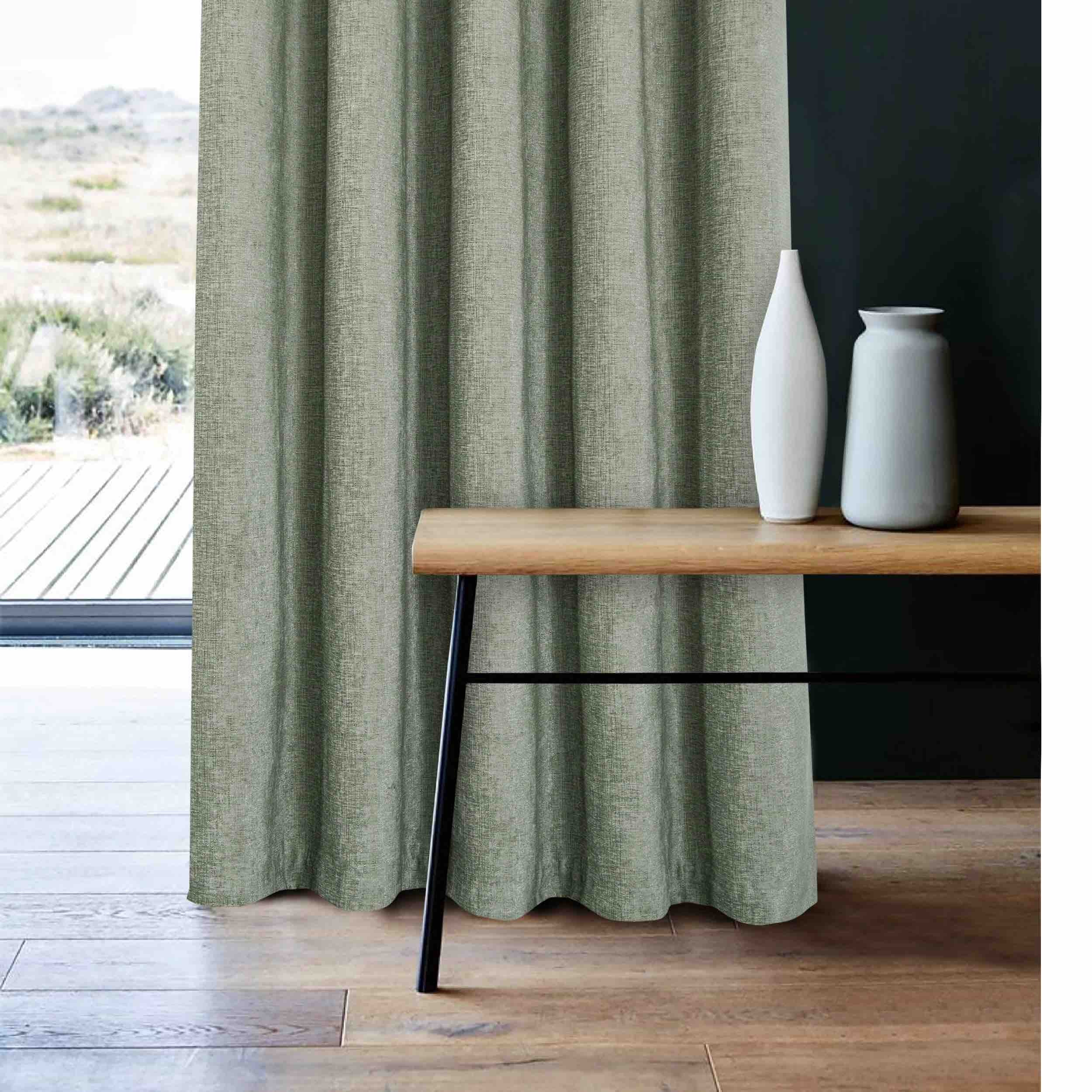 Sundour Amberley Eyelet Curtains - Sage Green Blackout Window Drapes for Living Room & Bedroom - Light Filtering Thermal Insulated Grommet Curtain Panels