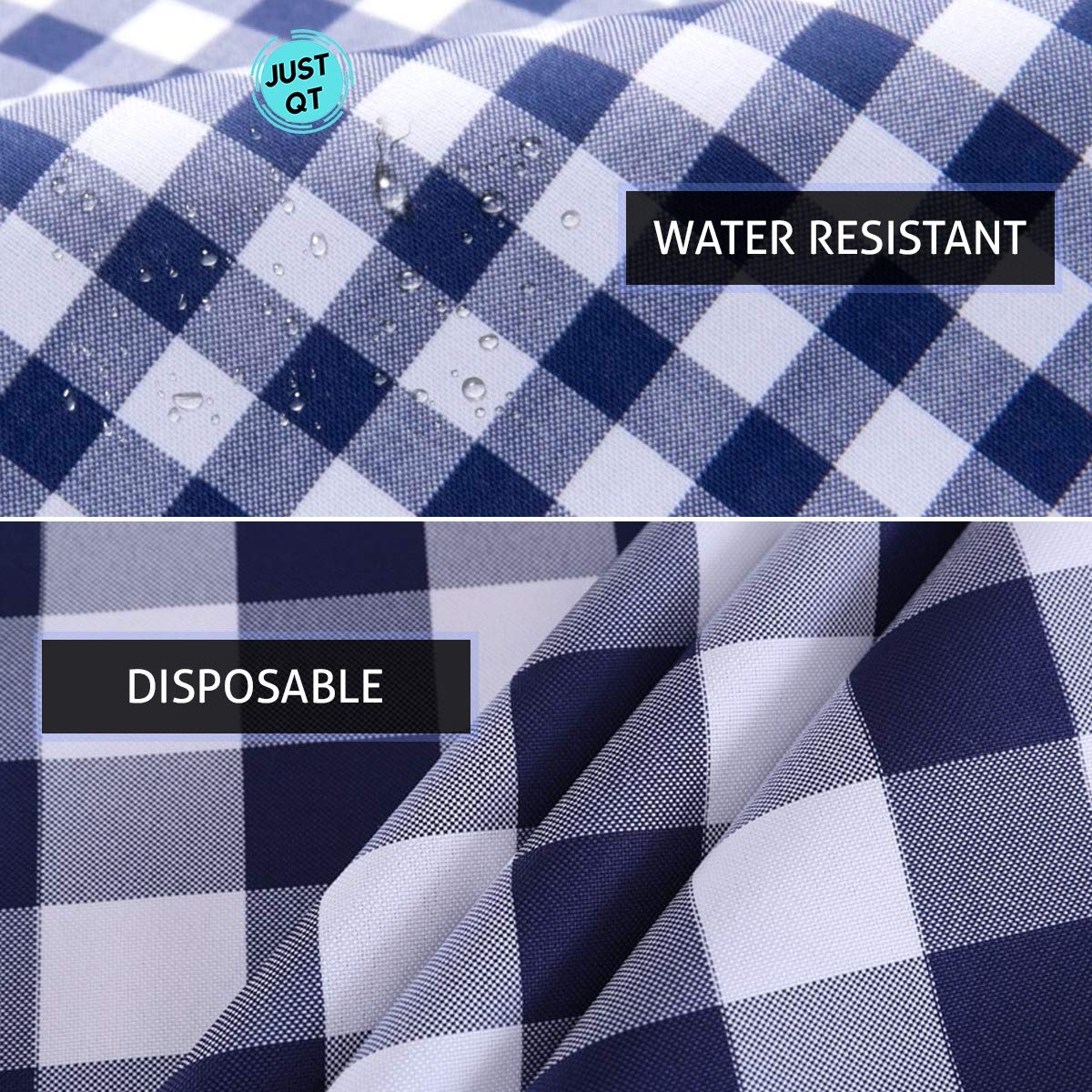 Blue Gingham Checkered Tablecloth - 54