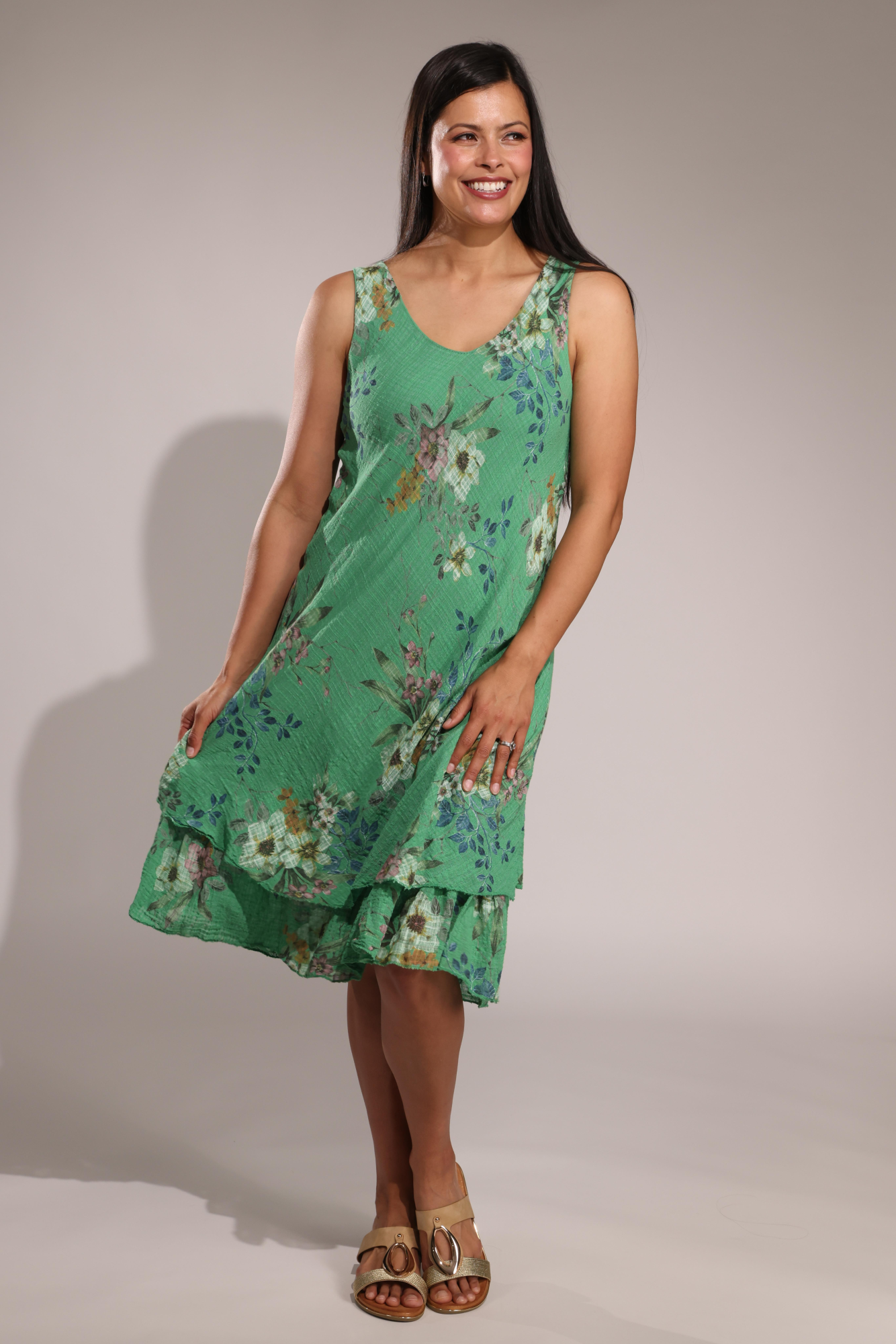 Italian Made V-Neck Floral Print Dress - Kelly Bouquet Collection | Elegant Summer Dress for Women | Perfect for Weddings, Parties & Date Nights