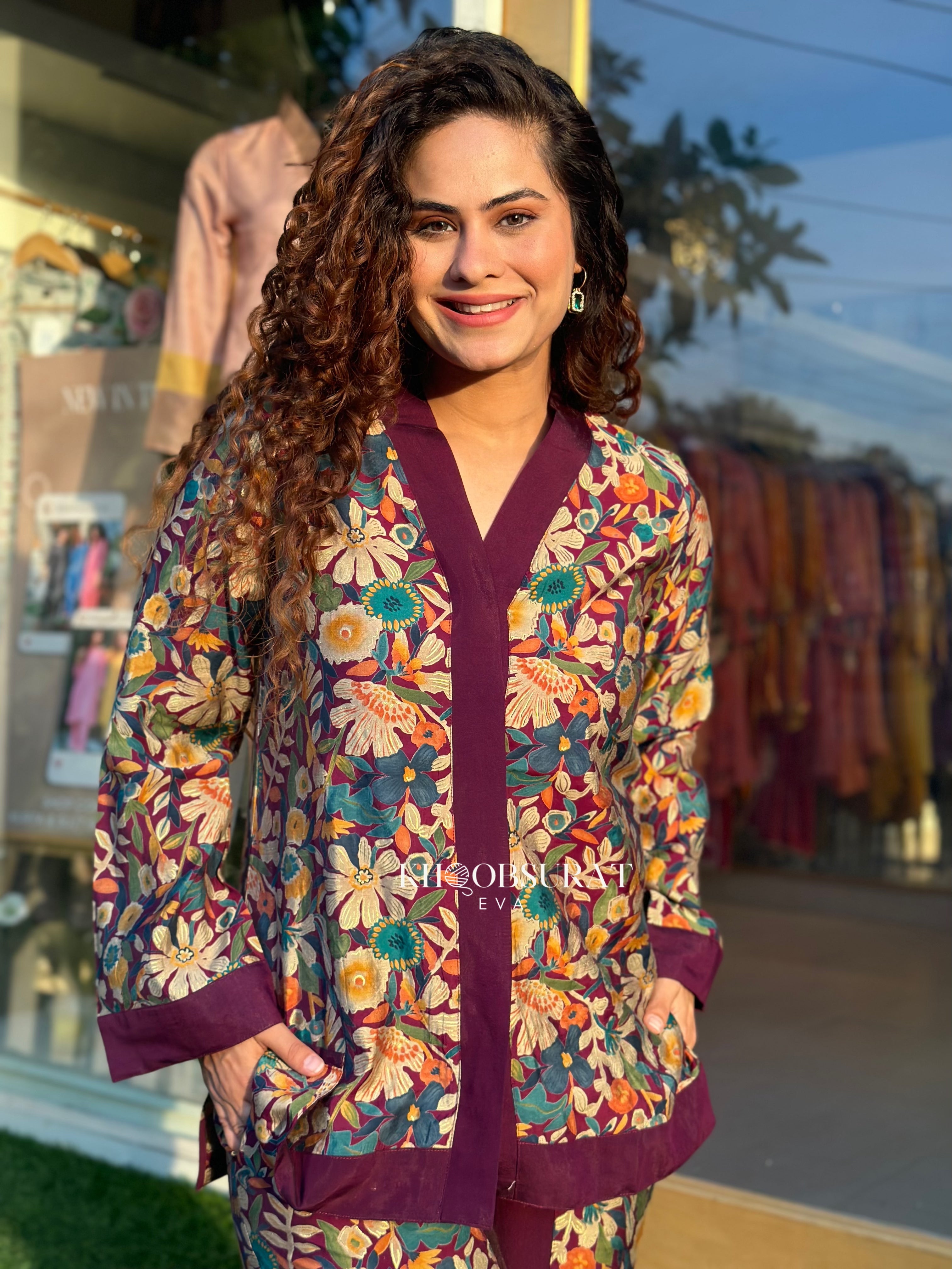 PLUM CHERRY SILK COORD SET - Elegant Silk Loungewear Set for Women | Perfect for Home Relaxation, Spa Days & Special Occasions