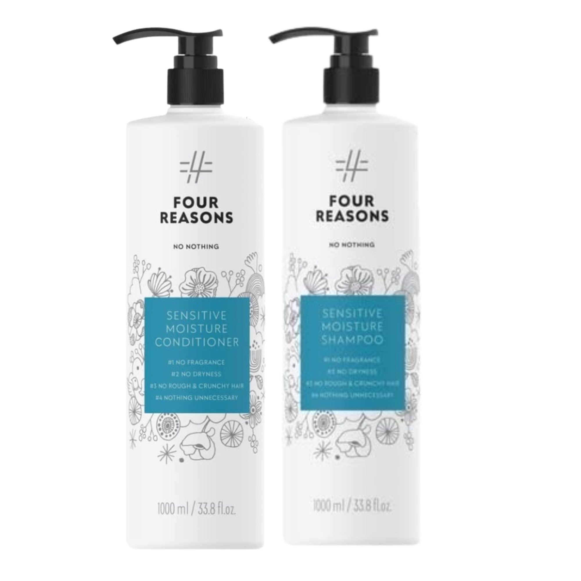 **Sensitive Skin & Scalp Moisturizing Shampoo and Conditioner Set - Jumbo Size - 100% Vegan, Hypoallergenic, Fragrance-Free & Unscented - Ideal for Dry, Itchy Scalp & Daily Gentle Hair Care**