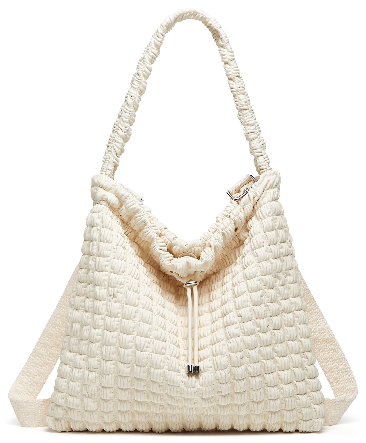 Stylish Leather Bubble Hobo Bags for Women - Drawstring Bucket Purse with Adjustable Crossbody & Shoulder Strap - Large Tote Satchel for Travel, Work & Everyday Use