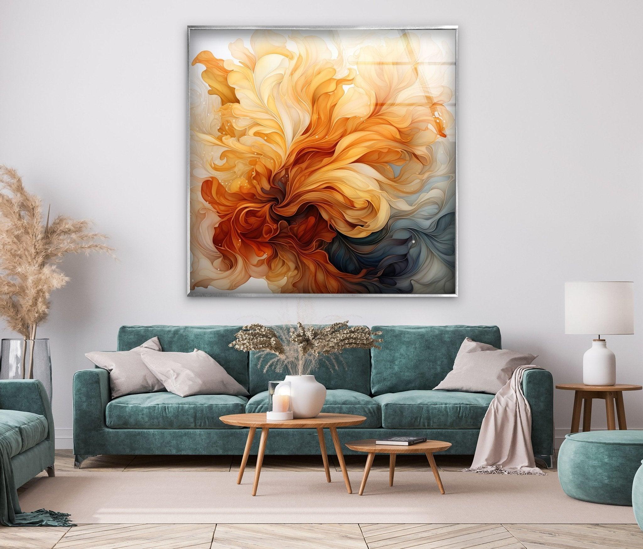 Abstract Love Glass Wall Art - Modern Home Decor for Living Room, Bedroom & Office - Handmade Glass Artwork for Gifts & Interior Design