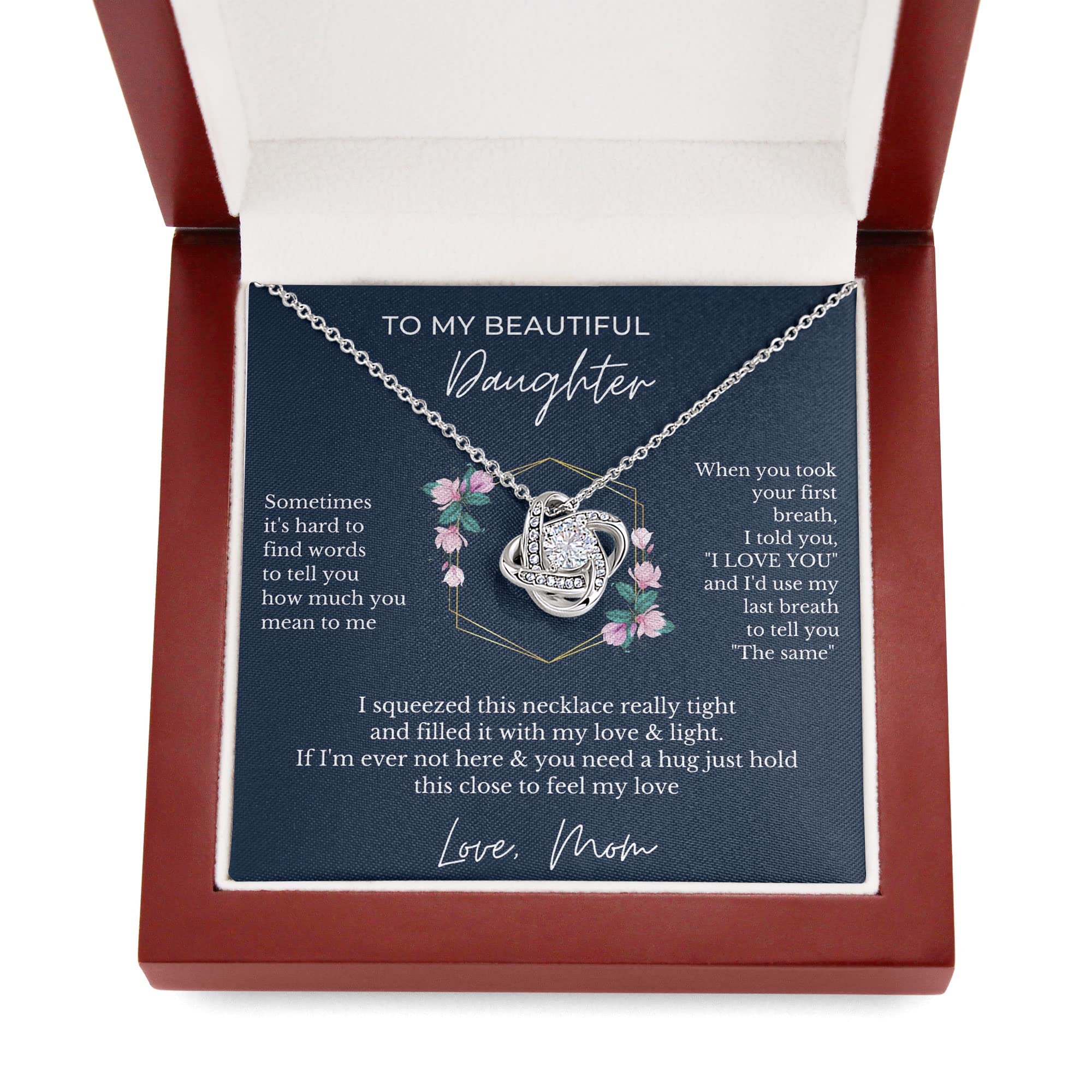 Love Knot Necklace for Daughter - Sterling Silver Mother Daughter Necklace | Birthday, Christmas, Valentine's Day & Graduation Gift from Mom | Perfect for Special Occasions & Everyday Wear