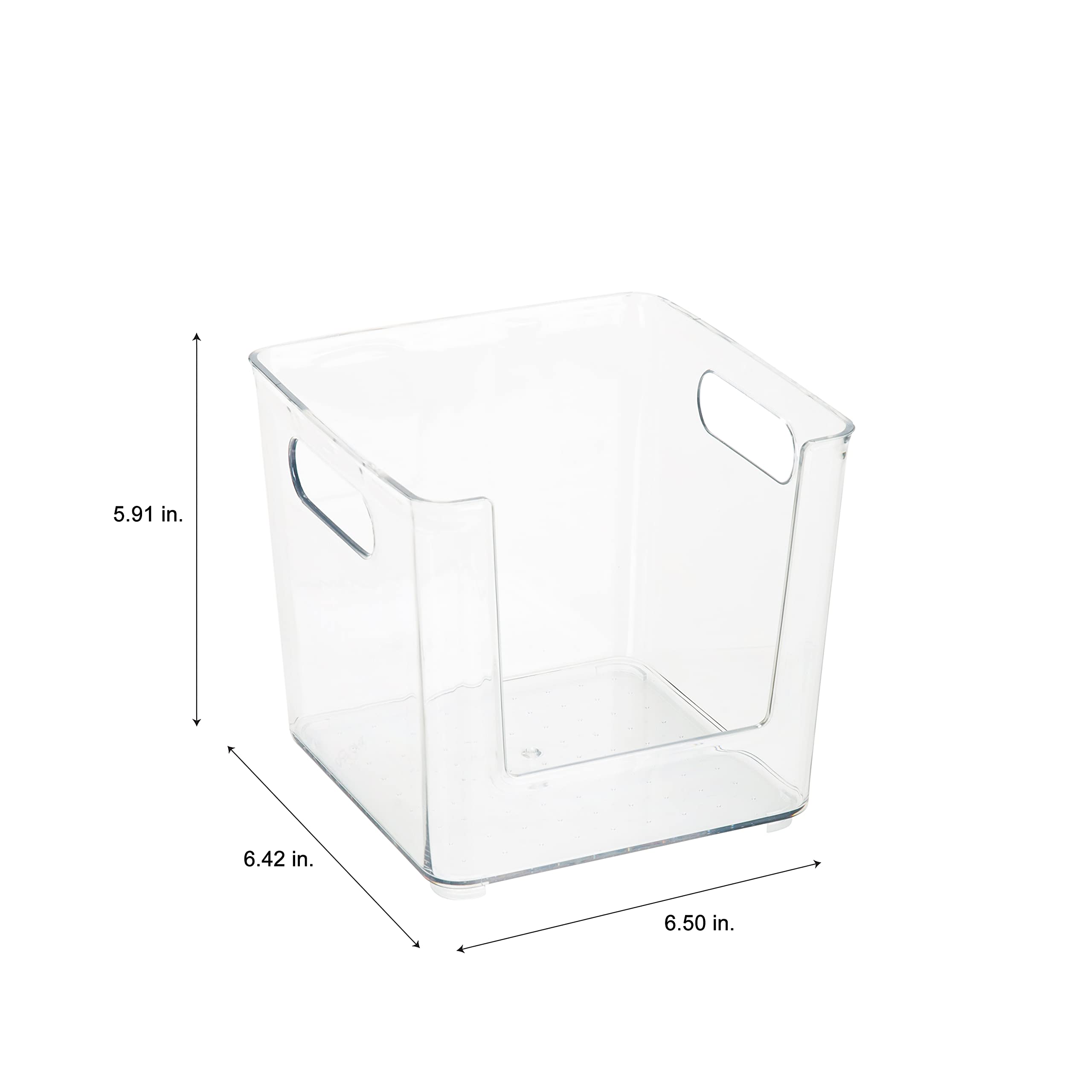 Clear Open Front Organizer Bin for Kitchen Cabinets, Pantry, Fridge, Bathroom & Office Storage - Small Space-Saving Tote for Easy Organization