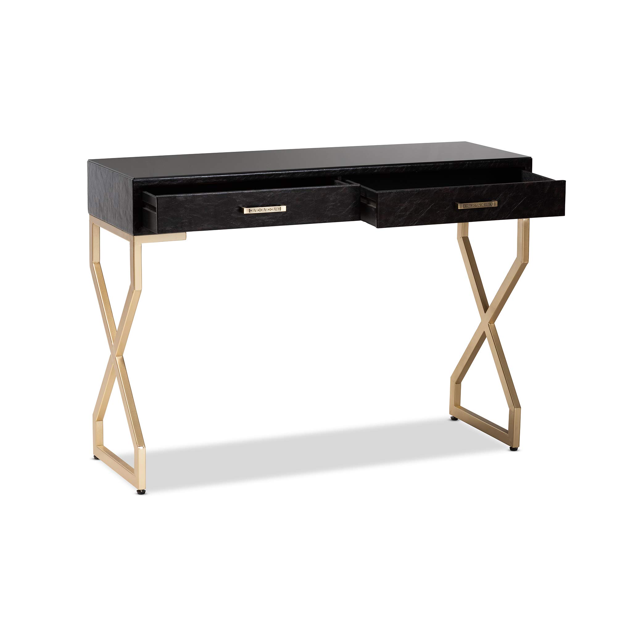 Baxton Studio Modern Console Table - Dark Brown & Gold Finish - Entryway, Living Room, Hallway Furniture for Home Decor