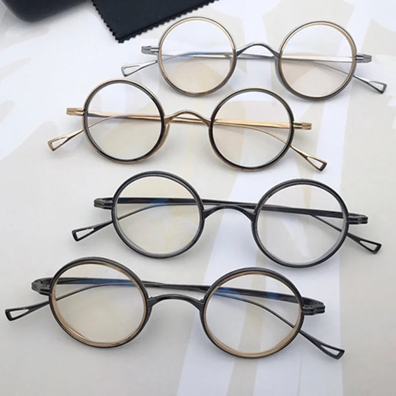 Stylish Aimee Unisex Full Rim Round Titanium Acetate Eyeglasses Frame 112122 - Lightweight & Durable for Work, Reading & Everyday Wear