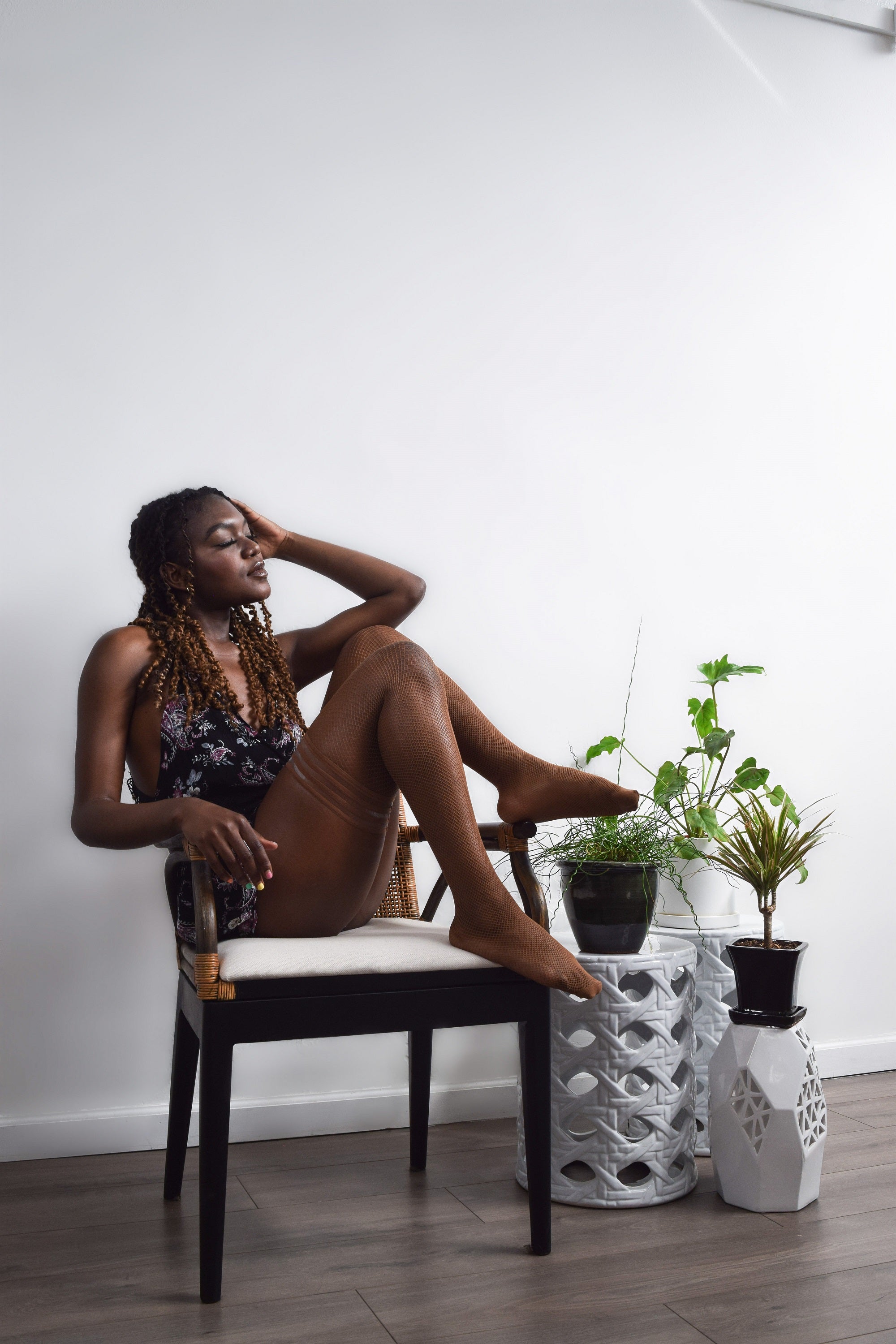 Andie: Chocolate Fishnet Thigh High Stockings - Petite to Plus Size (XS-5XL) | Sexy Lingerie for Women | Perfect for Valentine's Day, Boudoir Photoshoots & Date Nights