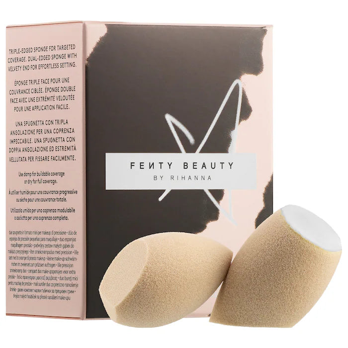Fenty Beauty by Rihanna Precision Makeup Sponge Duo Set - Soft Blending Sponges for Foundation, Concealer & Powder - Perfect for Flawless Makeup Application at Home or On-The-Go