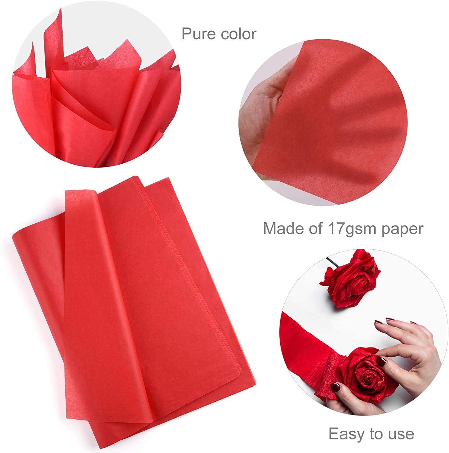 Eco-Friendly Sarras Red Multi-Purpose Wrapping Paper - 30 Sheets (20x26 Inches) | Perfect for Gift Wrapping, DIY Crafts, Flower Making, Shipping Clothes & Candle Packaging | Ideal for Christmas, Birthdays, Weddings & Home Decor Projects