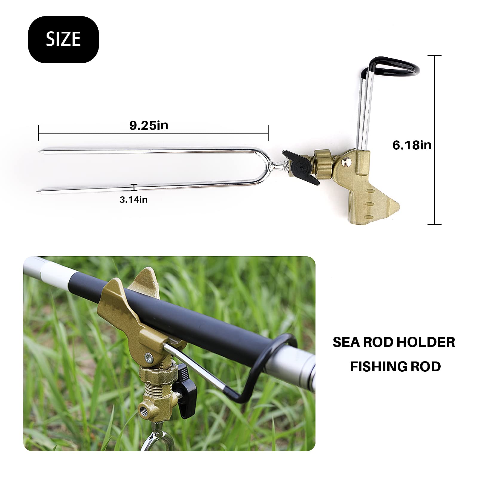 **Universal Adjustable Fishing Rod Holder with Alarm Bells - Dual-Purpose Hand & Sea Ground Plug for Bank Fishing | Perfect for Shore, Boat & Ice Fishing**