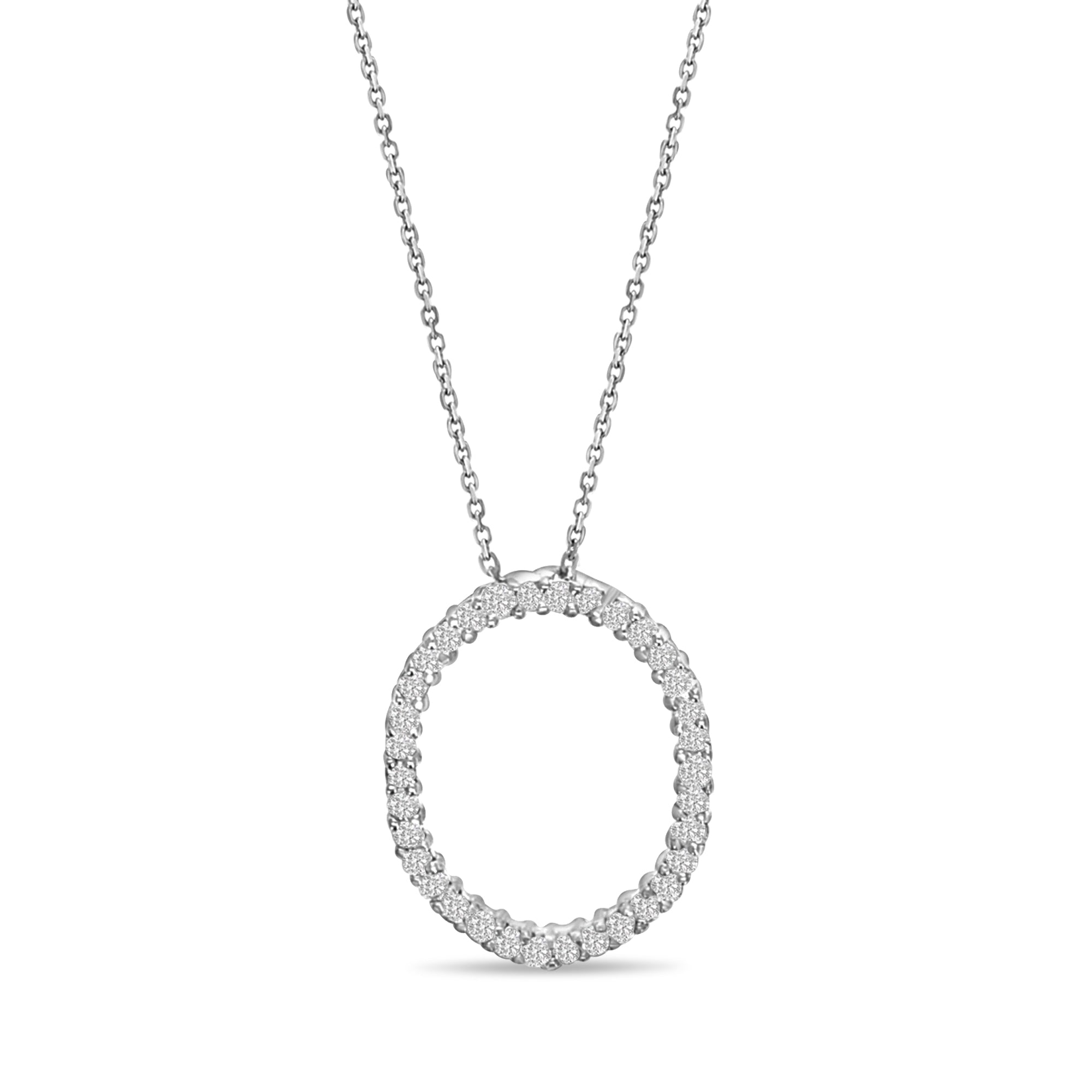 0.72cttw Oval Diamond Pendant in 14k White Gold - Elegant Necklace for Women, Perfect Gift for Anniversary, Birthday & Special Occasions