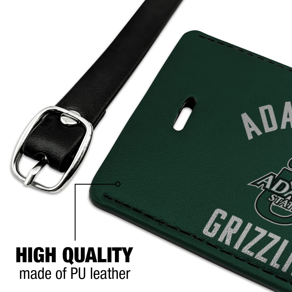 Adams State University Grizzlies Logo Leather Luggage Tag - Rectangle ID Card Holder for Travel, Suitcases & Backpacks | Durable Personalized Name Badge for Students, Alumni & Fans