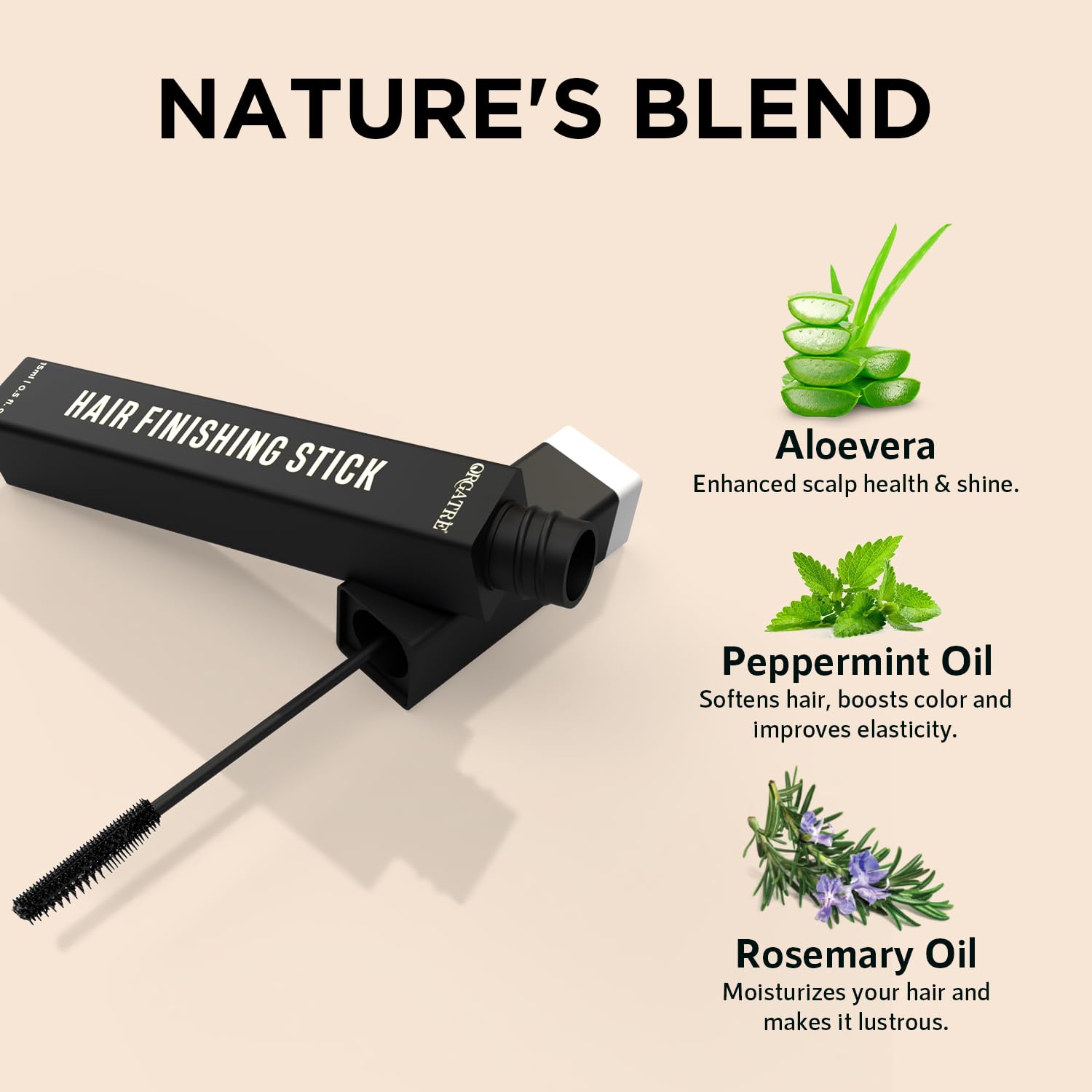 ORGATRE Hair Finishing Stick for Frizzy Hair - 15ml Baby Hair Fixer | Anti-Flyaway Hair Wax Wand | Non-Greasy Styling Stick for Women | Perfect for Smoothing Flyaways & Baby Hairs | Great for Daily Styling, Work, and Special Occasions