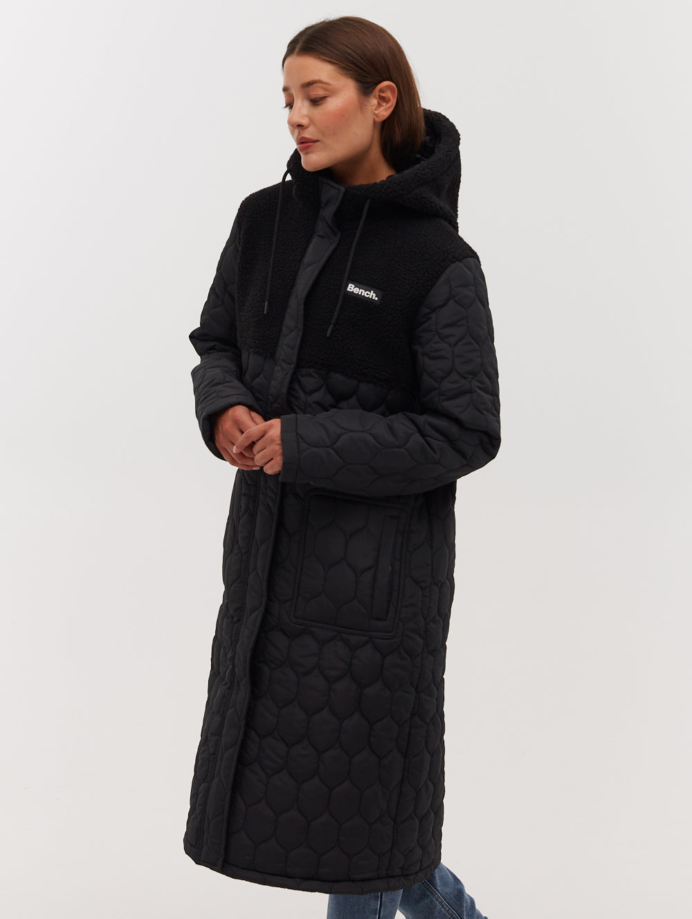 Lelah Honeycomb Quilted Longline Parka Jacket for Women - Winter Warm Coat with Hood, Waterproof Outerwear for Snow & Cold Weather - Perfect for Outdoor Activities, Commuting & Travel
