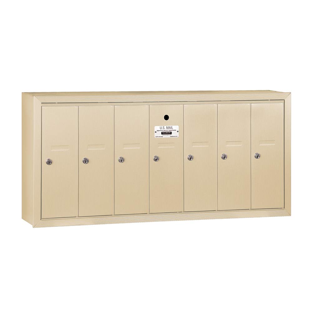Salsbury Industries 3507SSU USPS Approved 7-Door Vertical Mailbox - Surface Mounted, Sandstone Finish - Perfect for Apartment Buildings, Office Complexes & Residential Communities