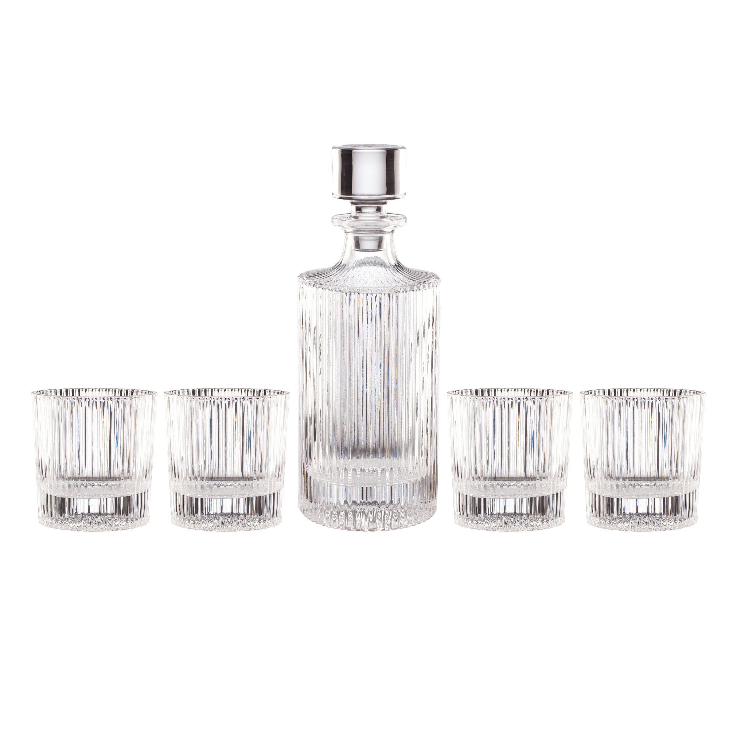 Premium Wallingford 5-Piece Whiskey Decanter Set with Glasses - Elegant Home Bar Accessories for Entertaining & Gifting | Perfect for Bourbon, Scotch & Whiskey Lovers