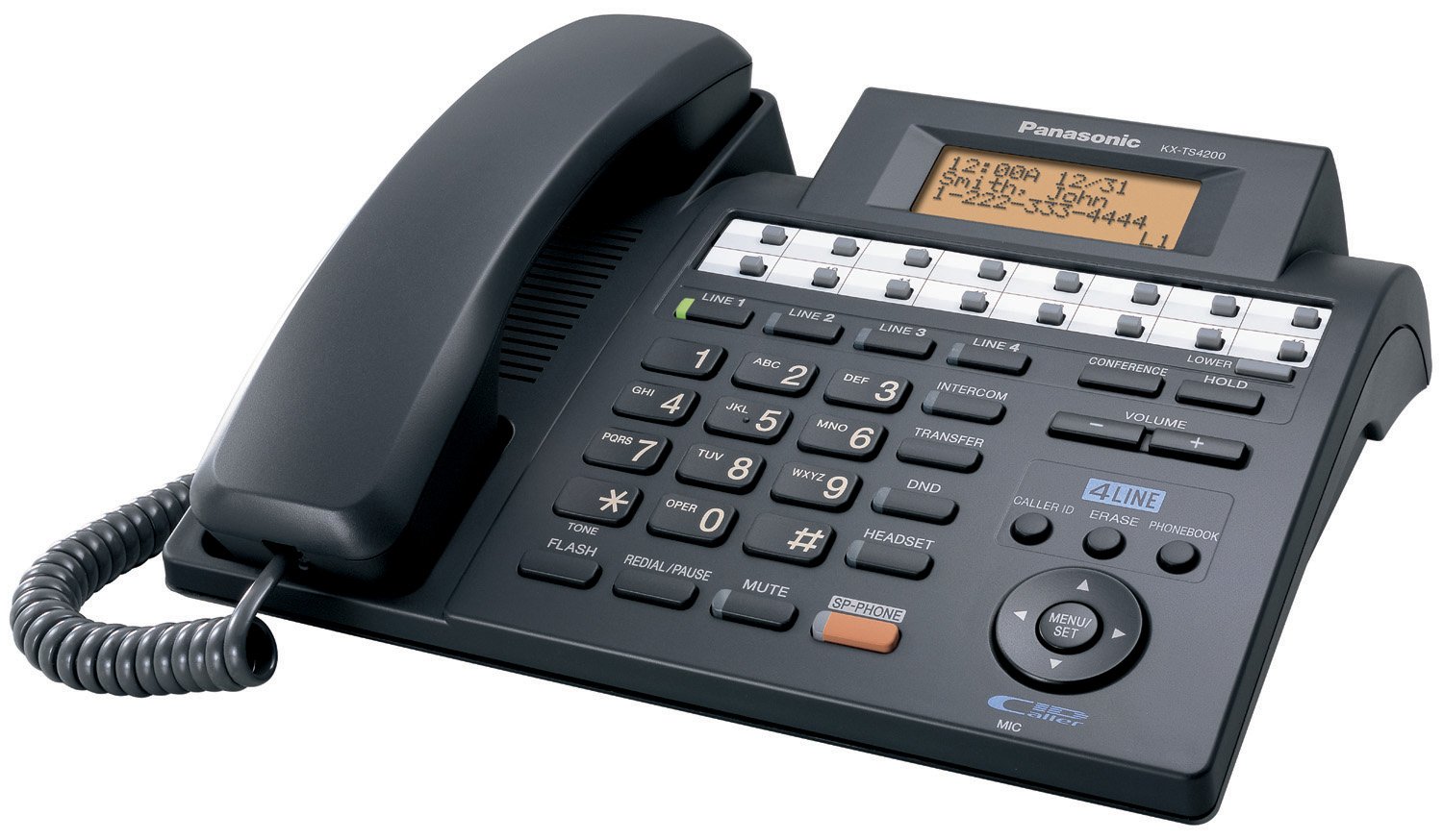 Panasonic KX-TS4200B 4-Line Business Phone System - Expandable to 16 Stations with Speakerphone & Caller ID - Black | Ideal for Offices, Call Centers & Small Businesses