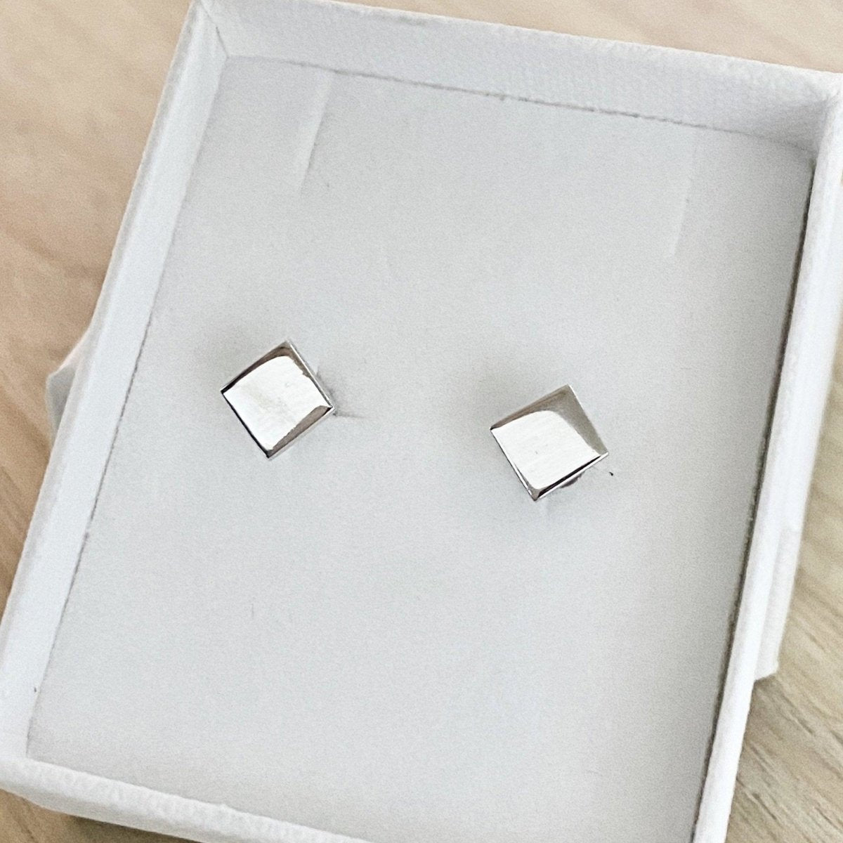 Laihas Sterling Silver Simple Stud Earrings - Polished Rhombus Design for Women | Perfect for Everyday Wear, Office & Special Occasions