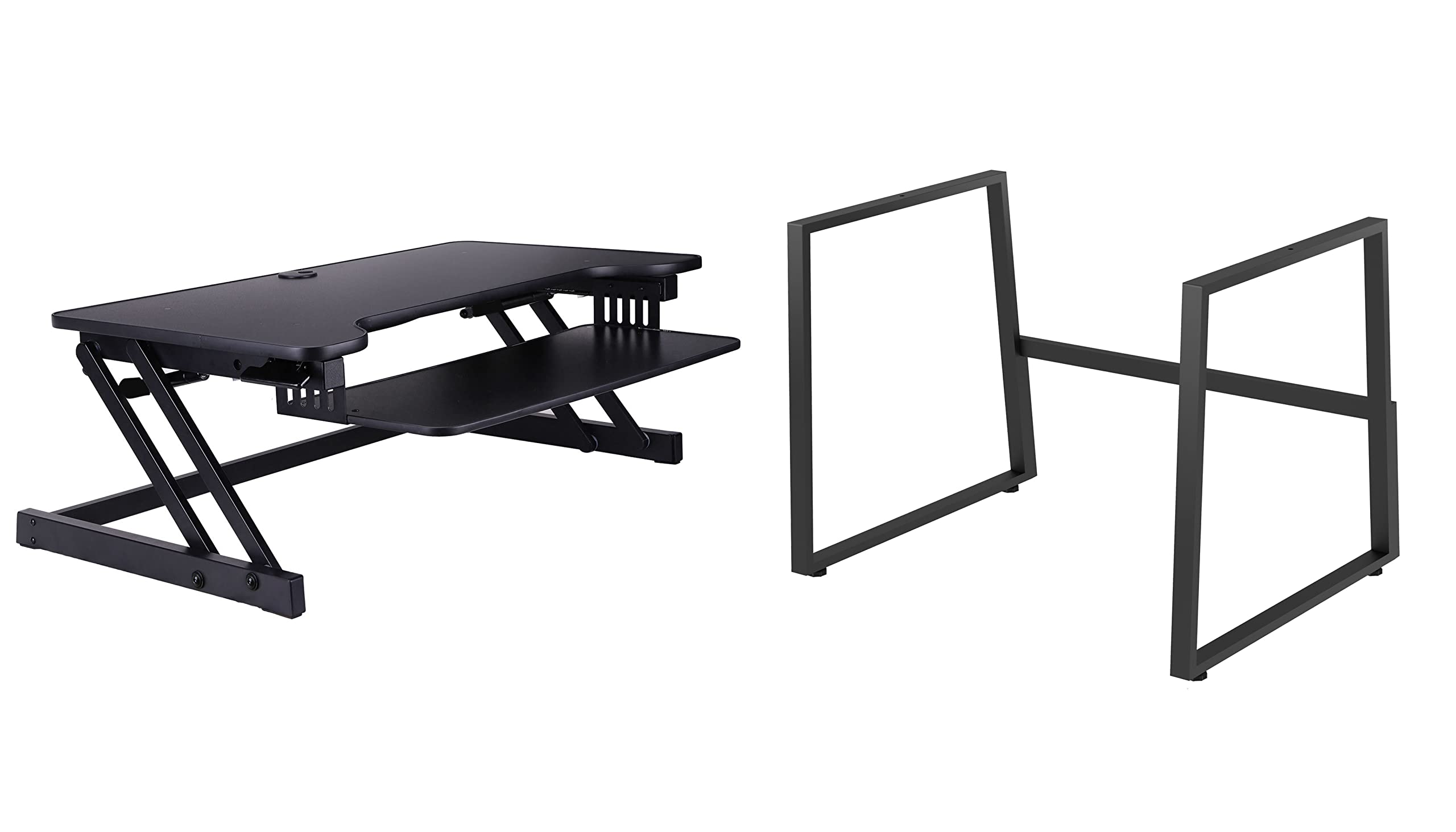 Rocelco Deluxe Adjustable Desk Riser Stand with Floor Base - Ergonomic Height Adjustable Monitor Stand for Home Office, Gaming & Workspace Setup
