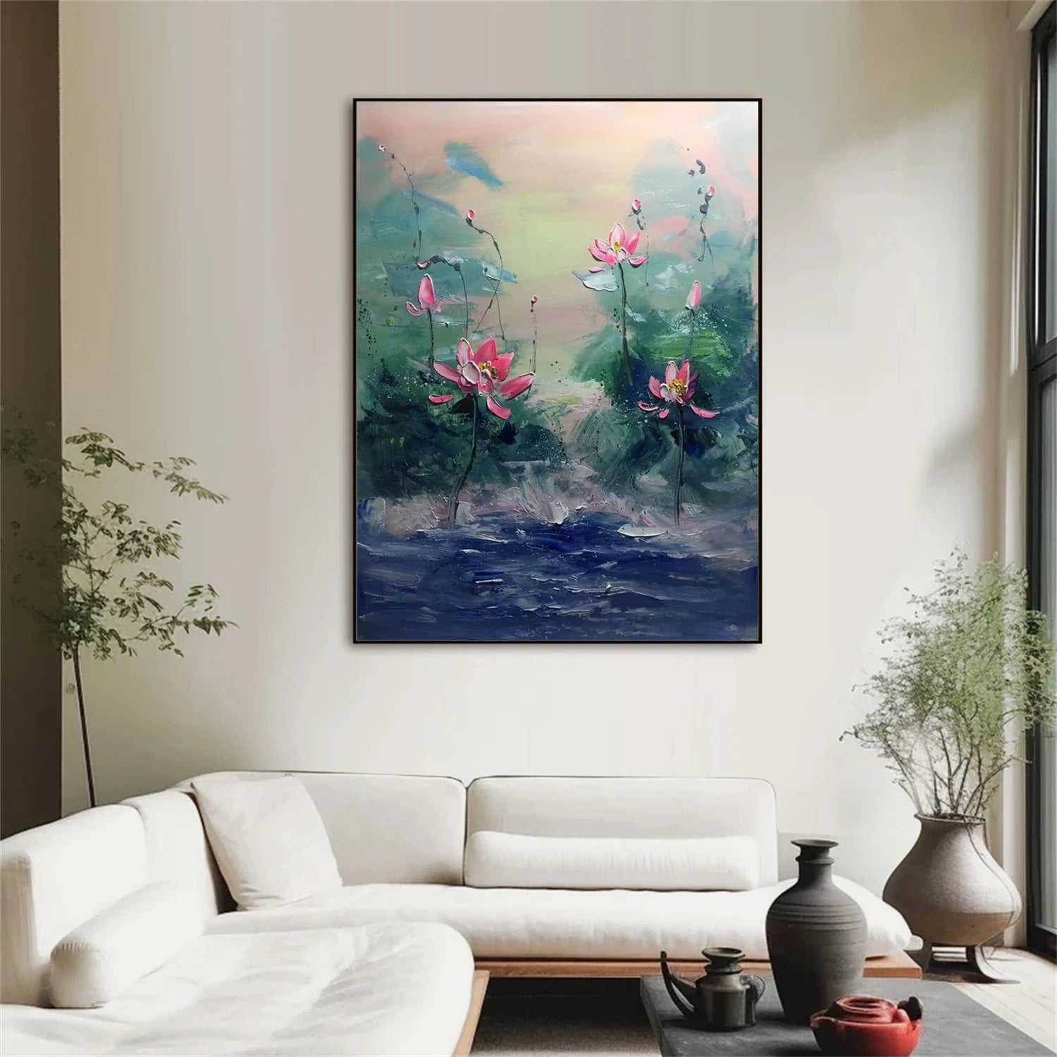 Beautiful Flower and Tree Painting #FT211 - Handmade Canvas Art for Home Decor, Living Room, Bedroom & Office Wall