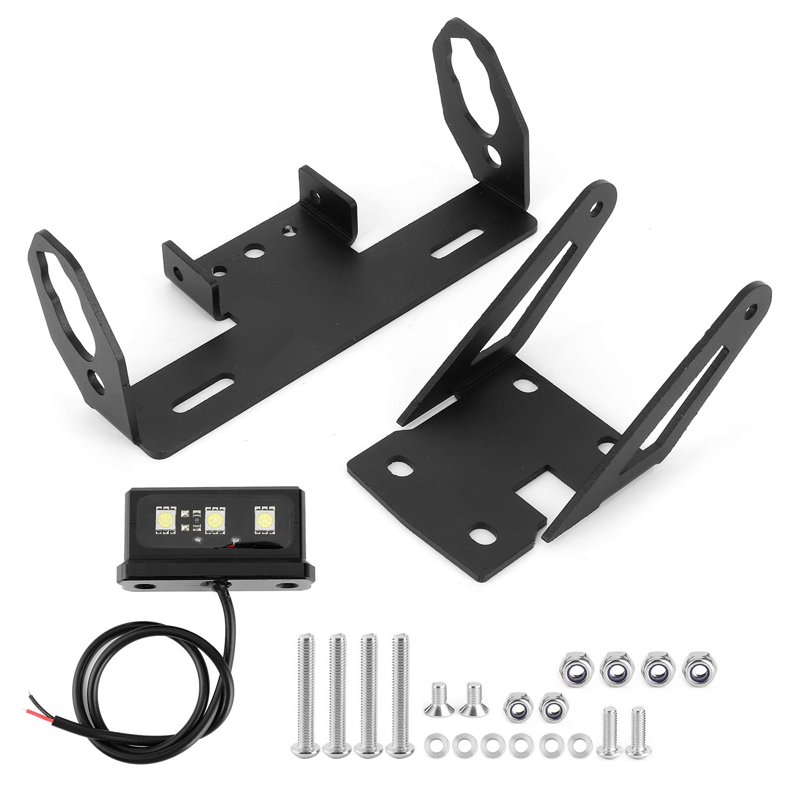 Motorcycle License Plate Frame Holder Bracket - LED Tail Tidy Fender Eliminator with 5050 White Lights | Compatible with Kawasaki Z650 & Ninja 650 (2017-2020 Models) | Perfect for Night Riding & Custom Bike Upgrades