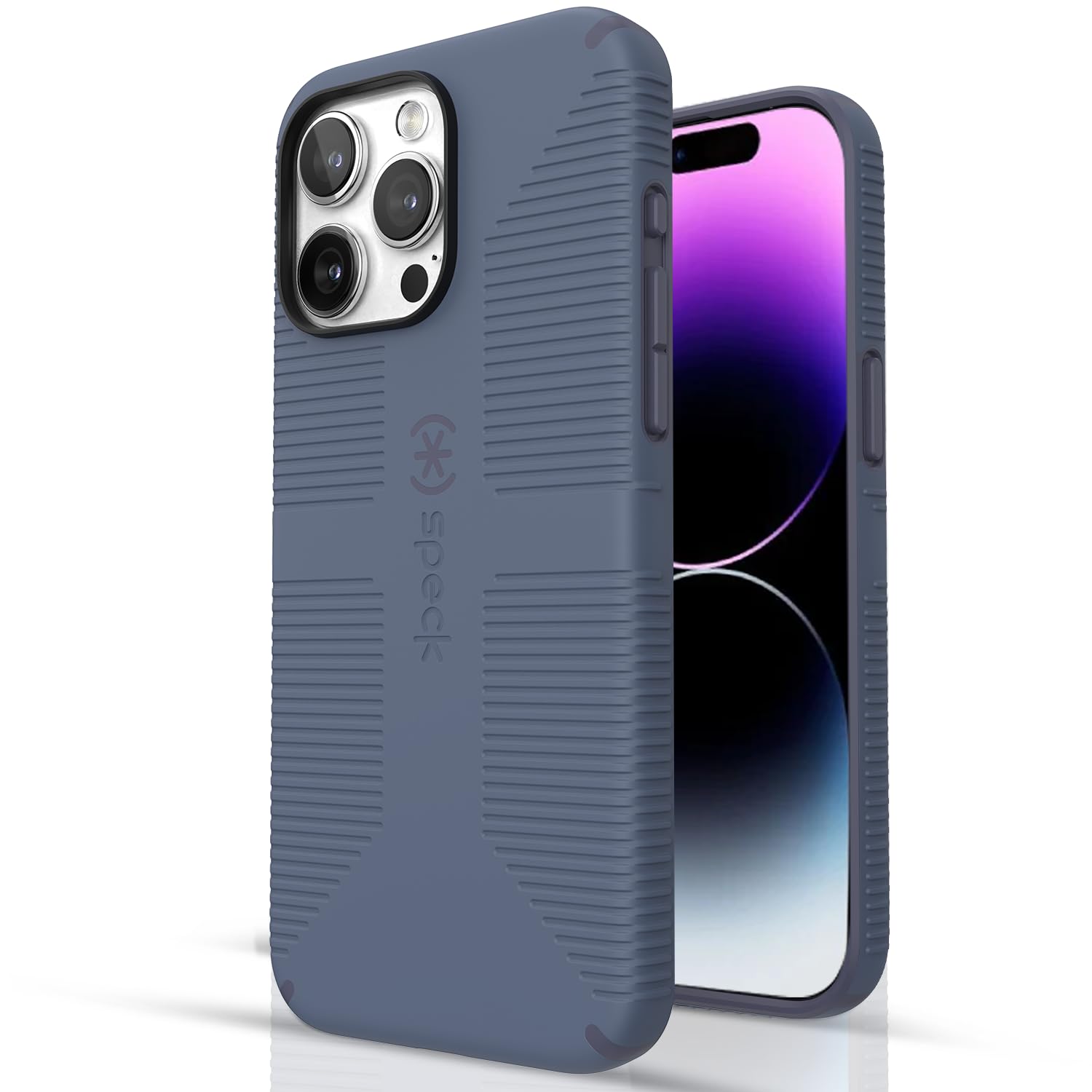 Speck CandyShell Grip Case for iPhone 15 Pro Max (6.7 Inch) - MagSafe Compatible, Military-Grade Drop Protection, Scratch Resistant & Soft Touch - Mystery Blue/Faded Denim - Perfect for Everyday Use, Travel & Outdoor Activities