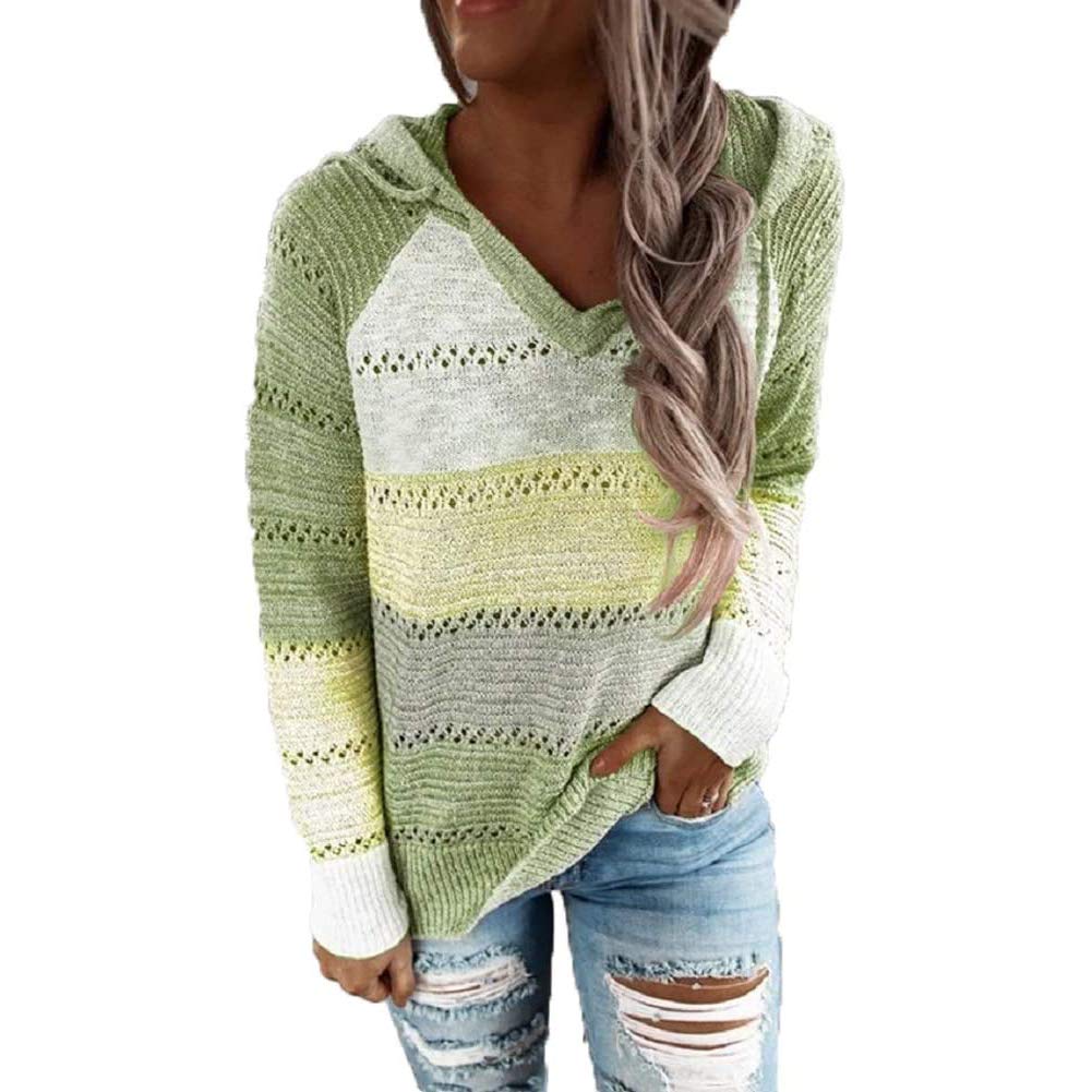 Women's Color Block Pullover Hoodie Sweater - Long Sleeve Casual Sweatshirt for Lounge, Workout & Everyday Wear