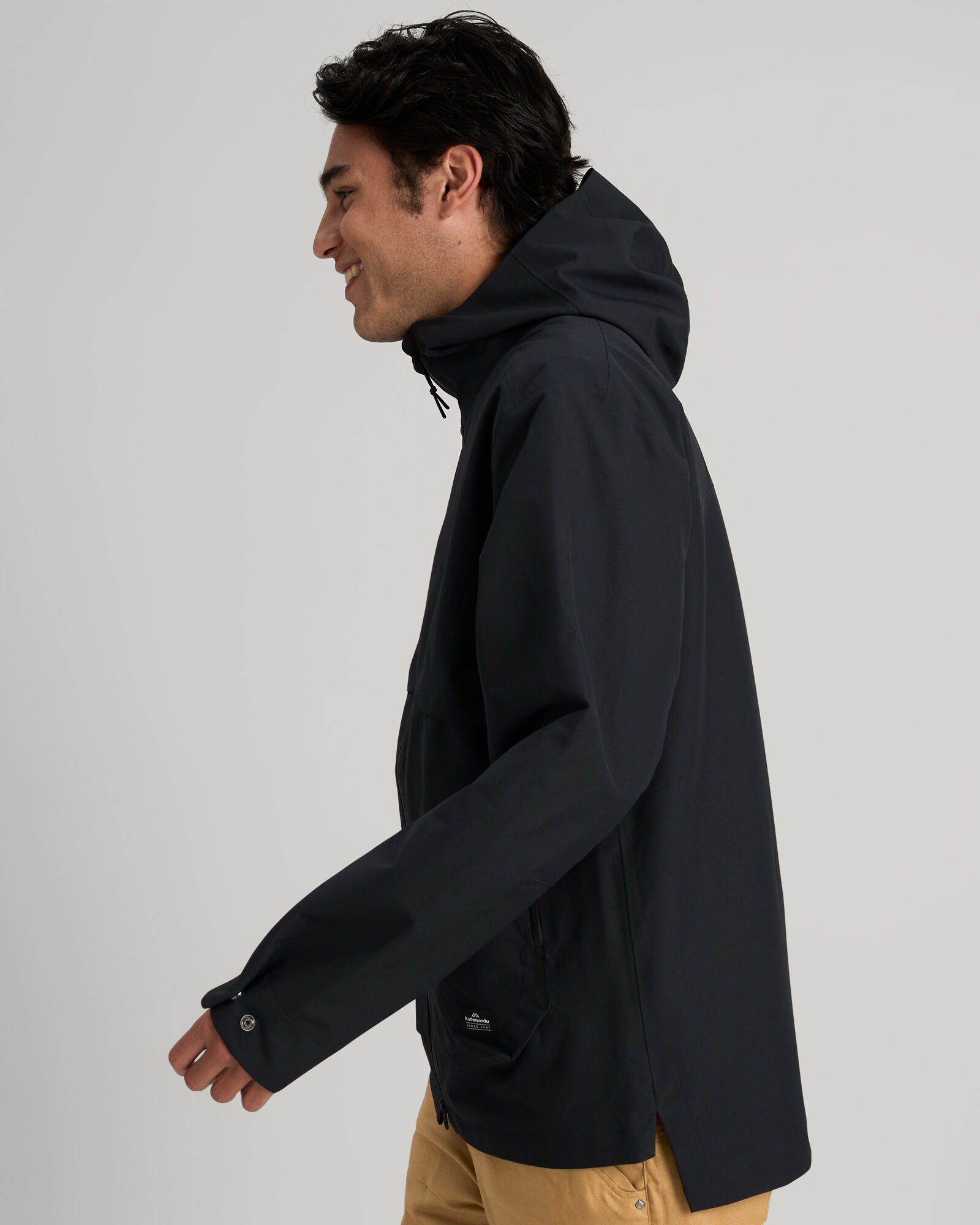 Amphi Men's Waterproof Rain Jacket - Lightweight Windbreaker with Hood for Outdoor Hiking & Commuting (Black)