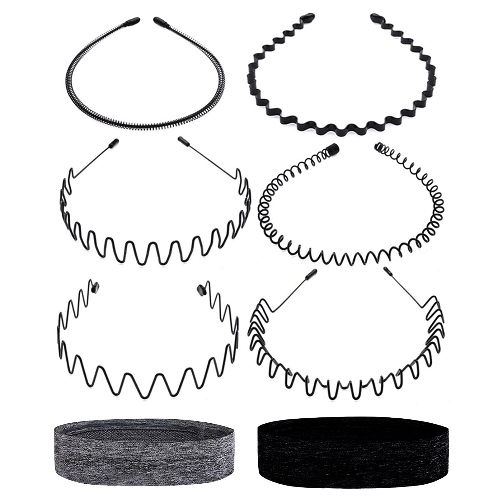 Naladoo Sports Headbands for Women & Men - Non-Slip Metal Comb Sweatbands for Running, Yoga, Workout & Gym - Bulk Pack of 6 Unisex Hair Accessories (One Size) - Perfect for Athletes, Fitness Enthusiasts & Active Lifestyles