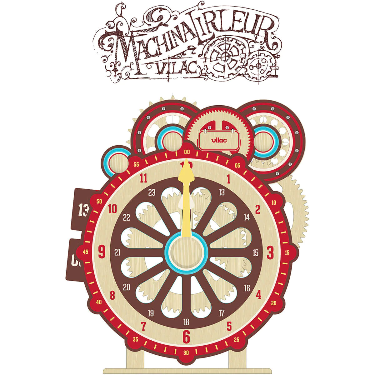 Wooden Learning Clock for Kids - Educational Time Teaching Toy with Moveable Hands - Perfect for Preschool, Kindergarten & Homeschooling