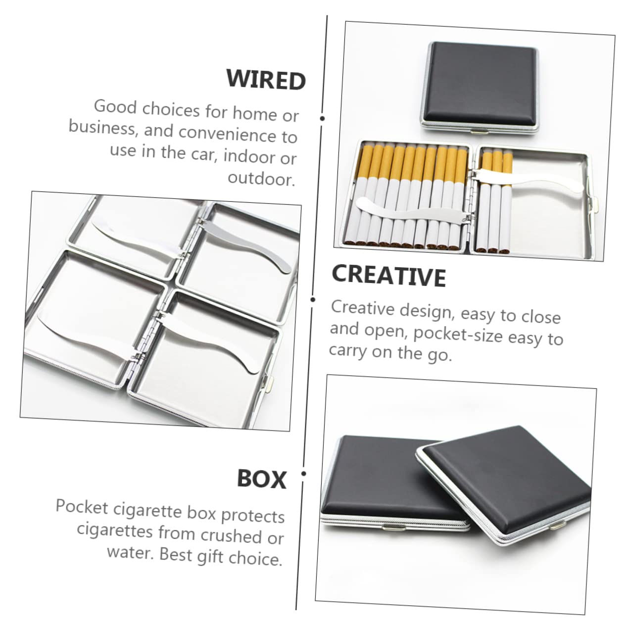 Premium Leather Cigarette Case for Men - Didiseaon 1PC Portable Smoker Box with Humidifier, Mini Wallet & ID Holder | Perfect for Travel, Gifts & Everyday Use (Black)