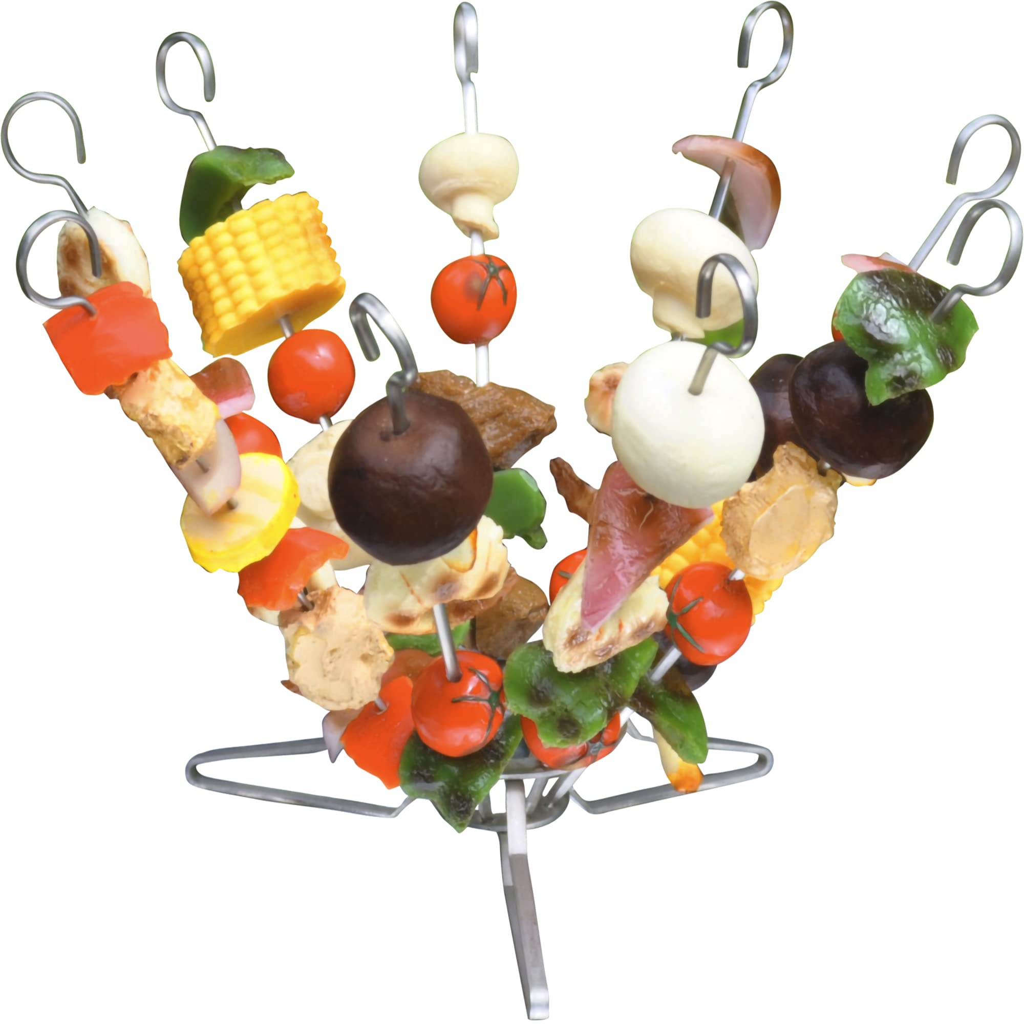 Premium Stainless Steel BBQ Skewer Set - 9 Vertical Flat Skewers with Stand for Grilling Kabobs | Includes Recipe Book & Assembly Guide | 8 Inch Rust-Resistant Metal Skewers for Perfect Shish Kebabs, Vegetables & Meat | Ideal for Backyard BBQs, Camping & Outdoor Cooking