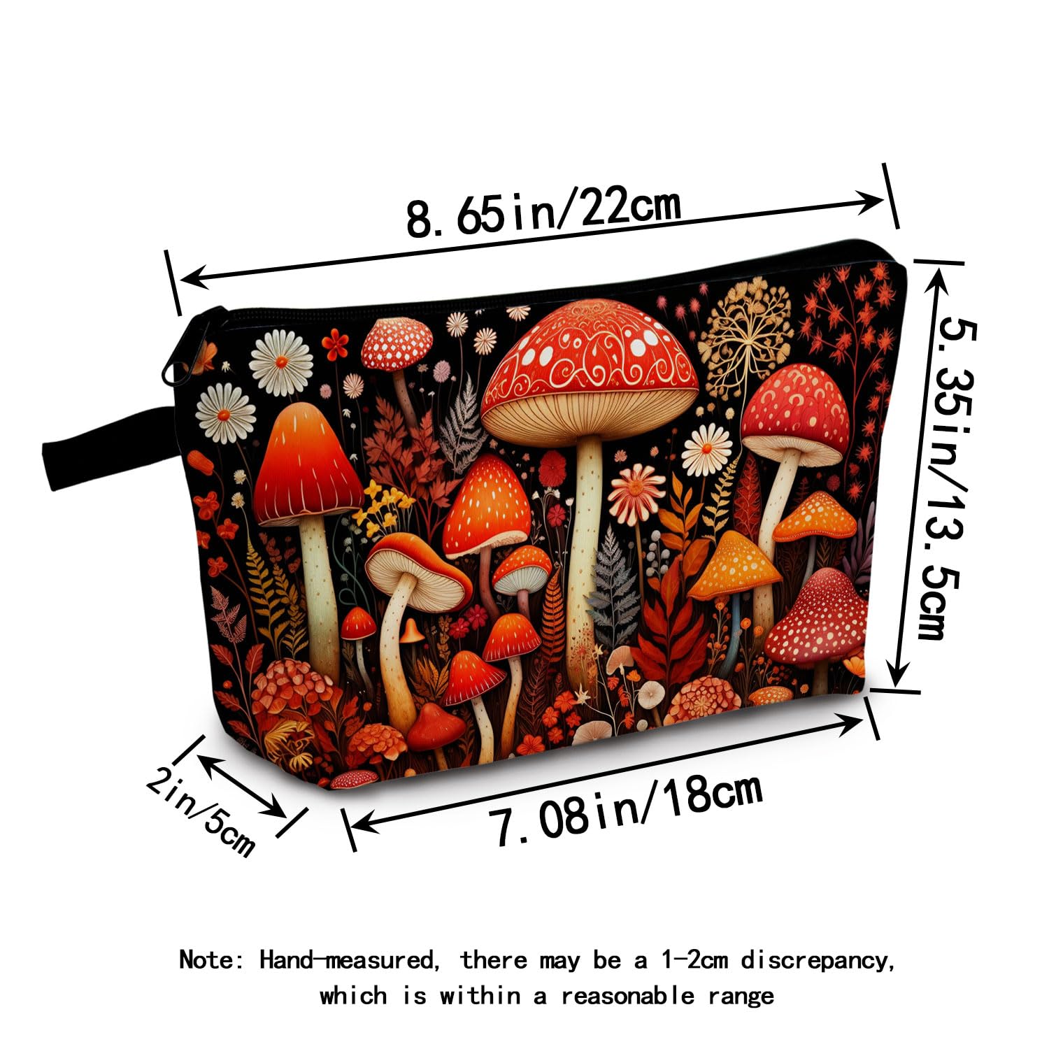 Red Mushroom Makeup Bag - Cute Mushroom Cosmetic Organizer with Zipper Pouch, Travel Toiletry Bag for Women - Perfect Gift for Plant Lovers & Nature Enthusiasts - Great for Travel, Daily Makeup Storage & Eco-Friendly Gifting