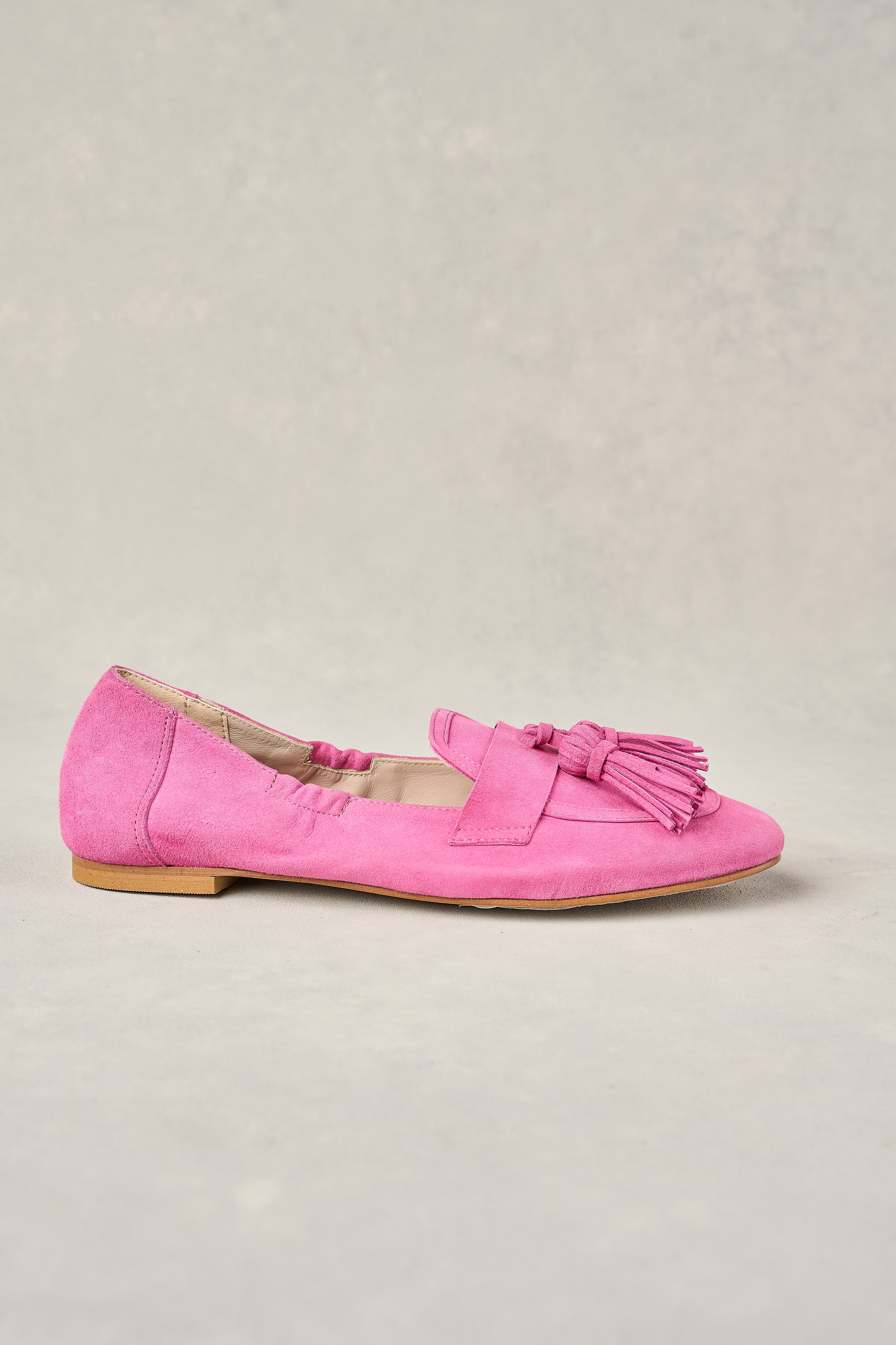 Monet Suede Tassel Loafers for Women - Vivid Pink Slip-On Shoes | Comfortable Casual & Office Flats | Perfect for Work, Travel & Everyday Wear