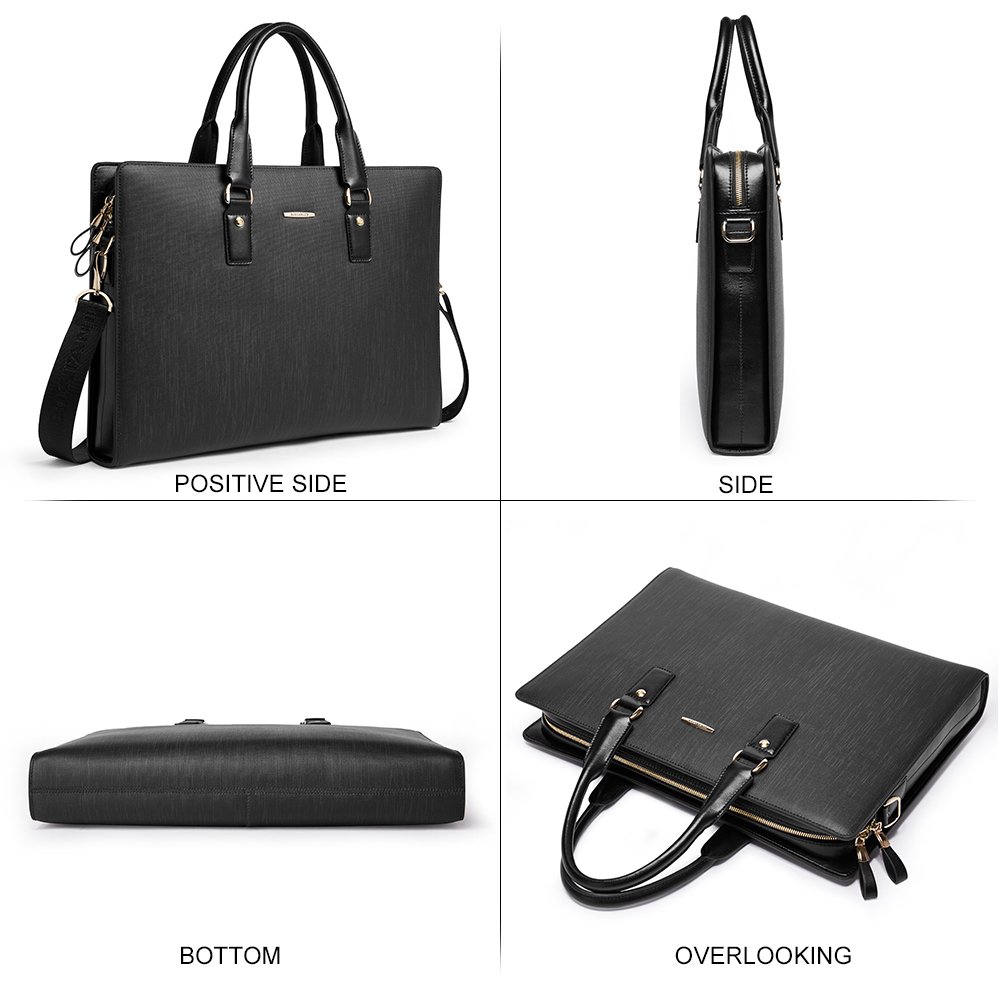 Premium BOSTANTEN Leather Lawyers Briefcase - Slim Professional Laptop Bag for Men & Women - Ideal for Business, Office, and Courtroom Use